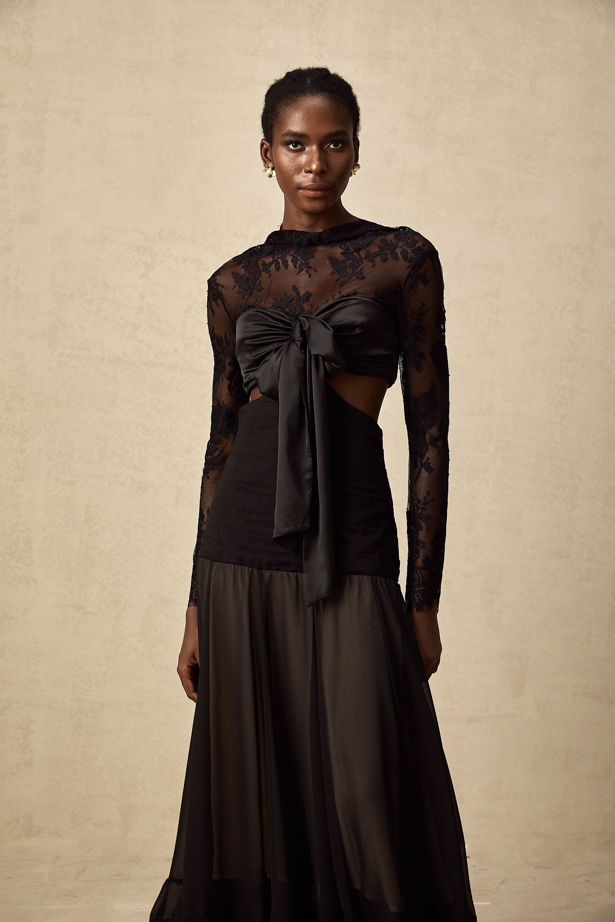 Maïwenn Maxikleid mit Einsätzen aus floraler Spitze