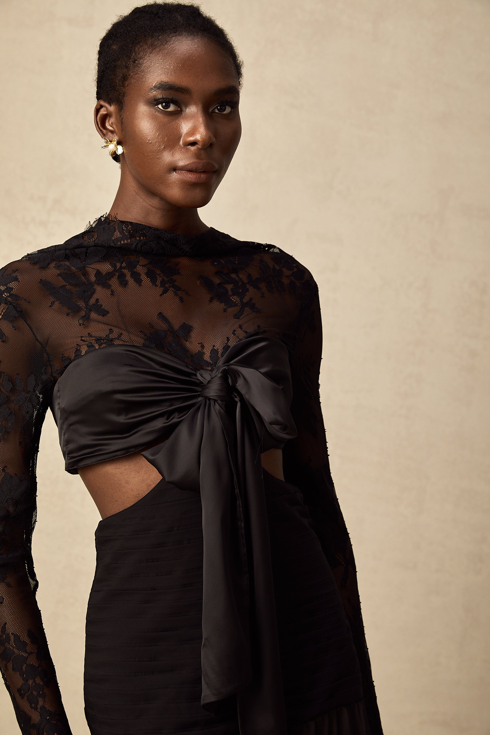 Maïwenn Maxikleid mit Einsätzen aus floraler Spitze