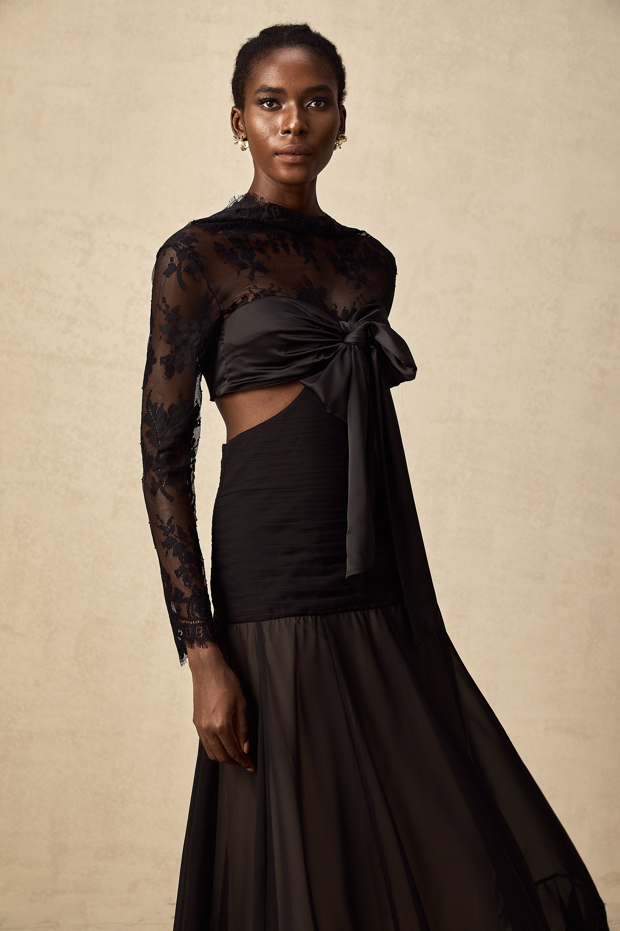 Maïwenn Maxikleid mit Einsätzen aus floraler Spitze