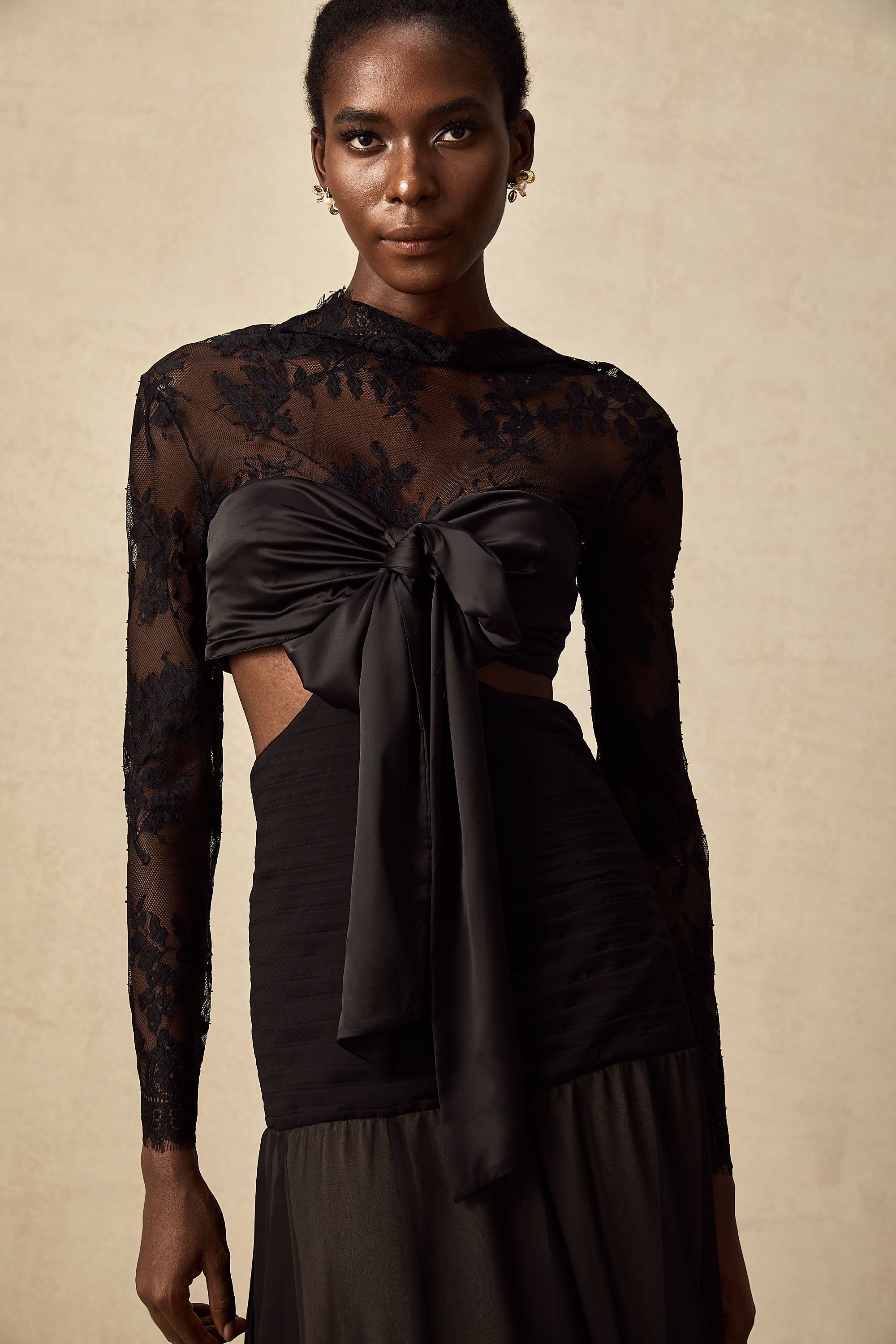 Maïwenn Maxikleid mit Einsätzen aus floraler Spitze