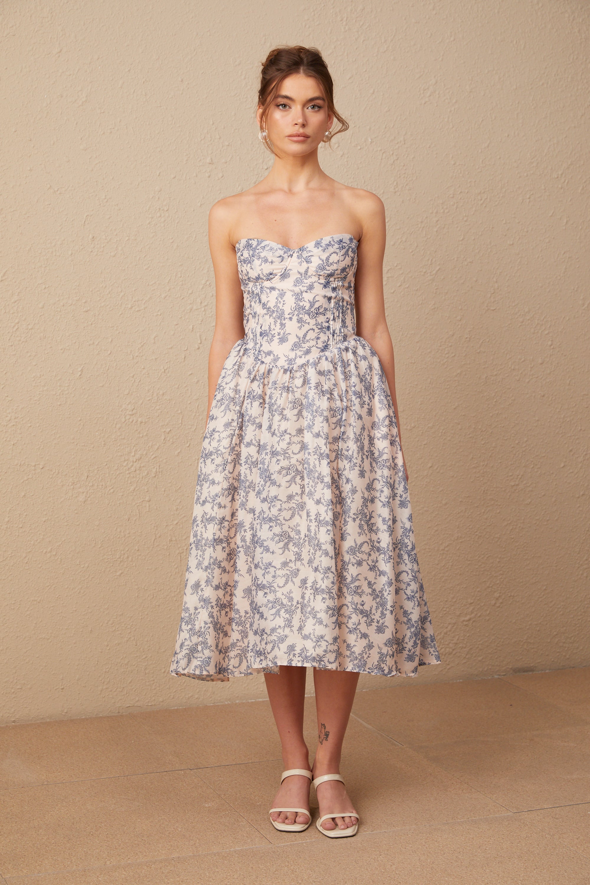 Fanny floral-print off-shoulder midi dress