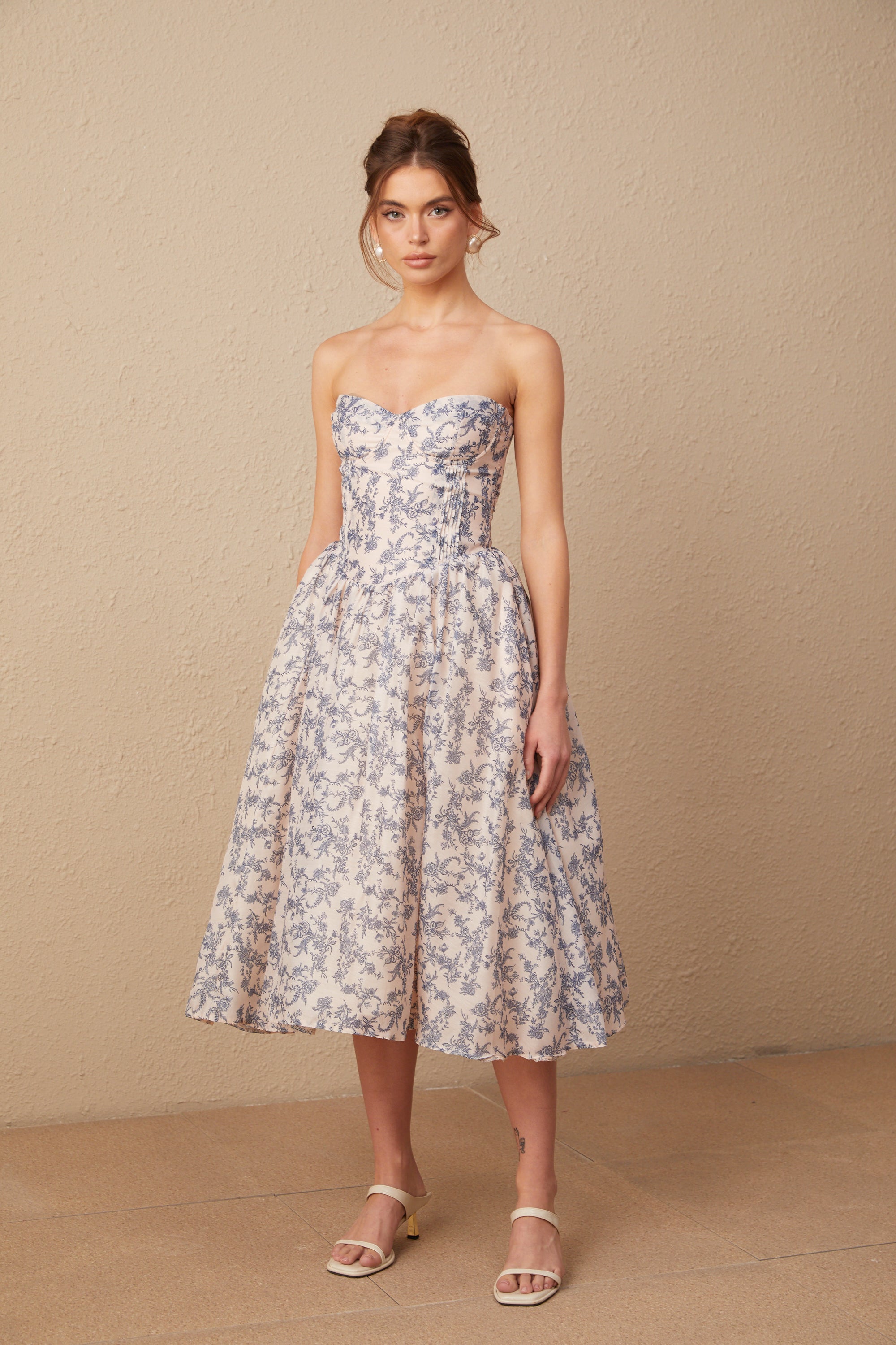 Fanny floral-print off-shoulder midi dress