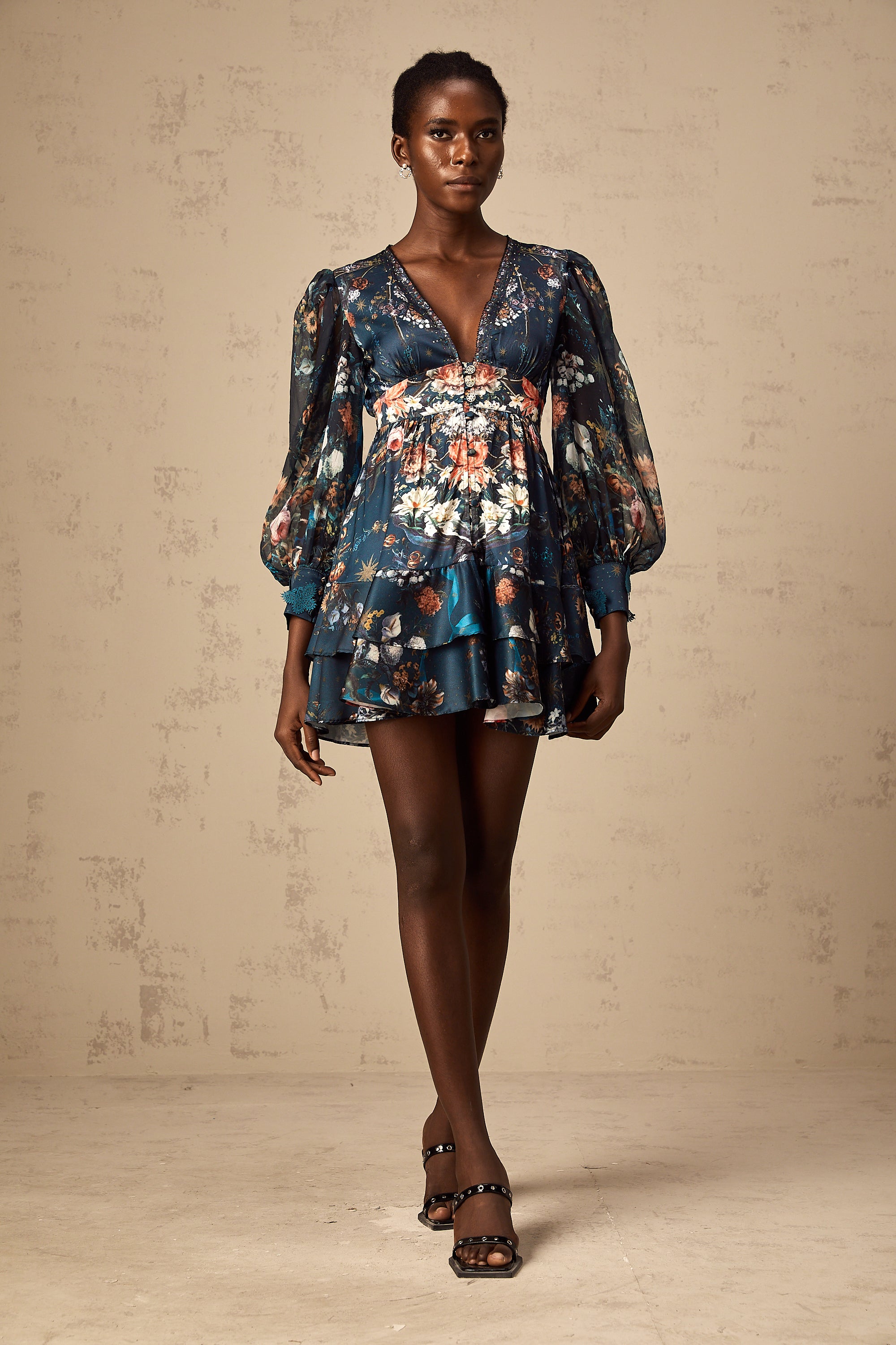 Candice blue graphic-print embellished mini dress (Final Sale-US Only)