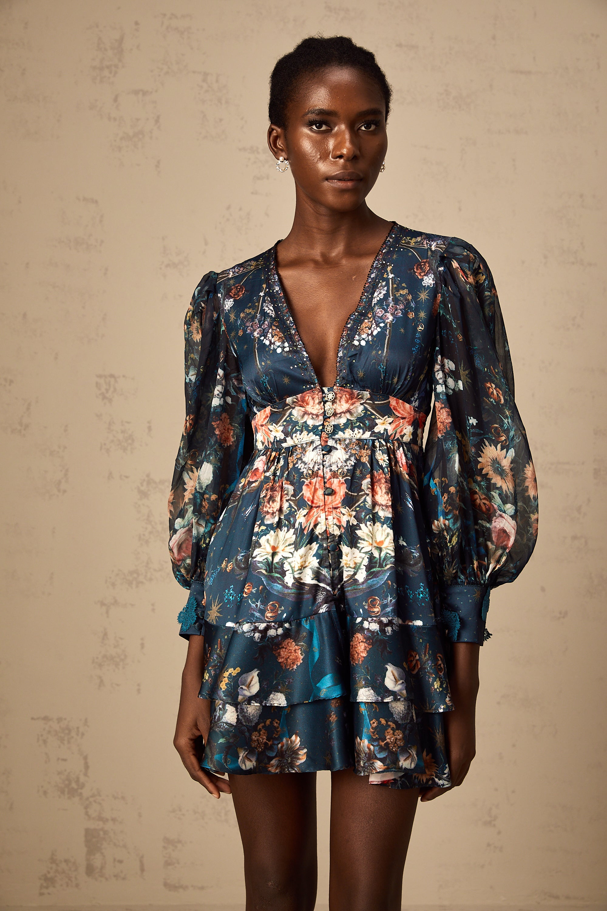 Candice blue graphic-print embellished mini dress (Final Sale-US Only)