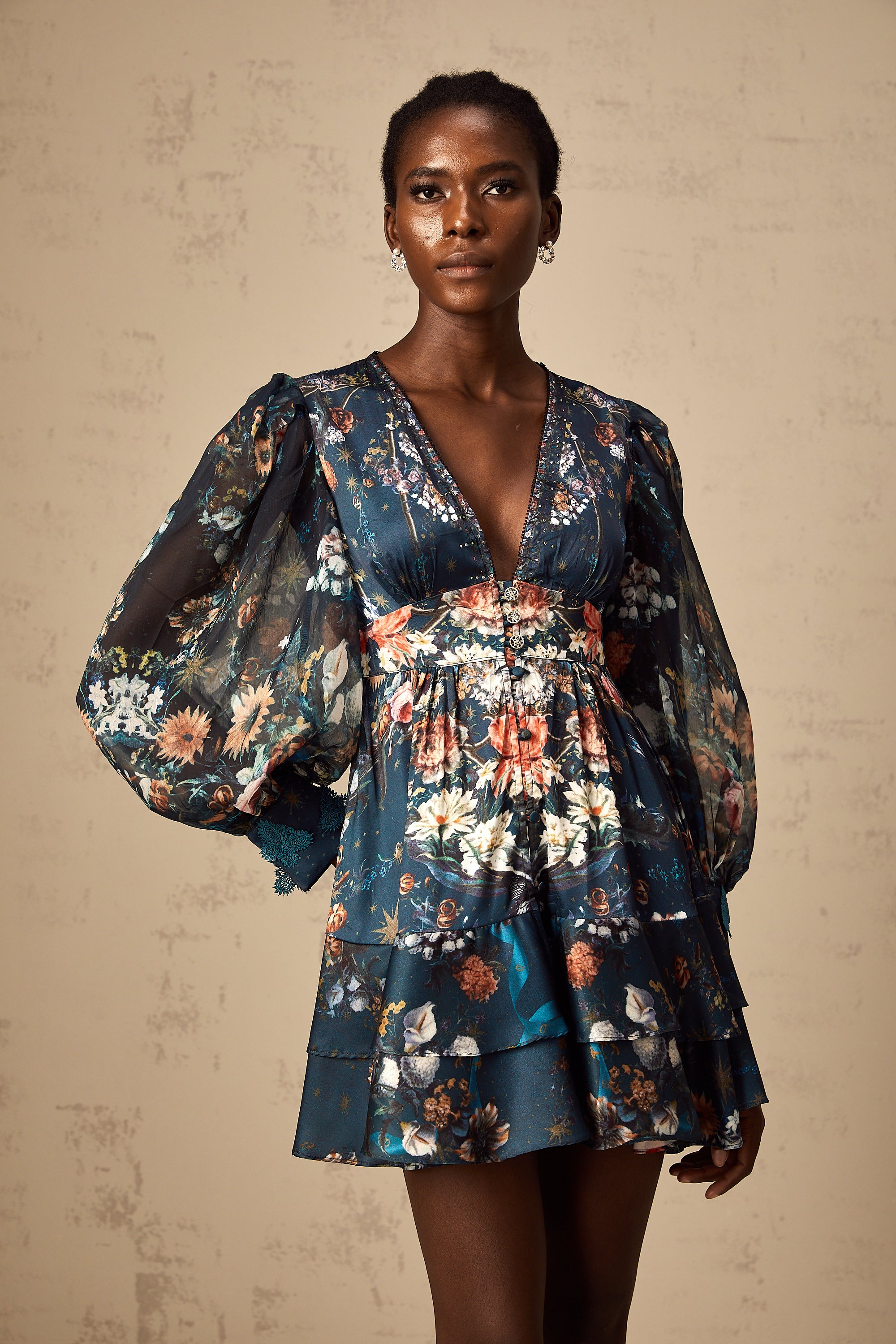 Candice blue graphic-print embellished mini dress (Final Sale-US Only)