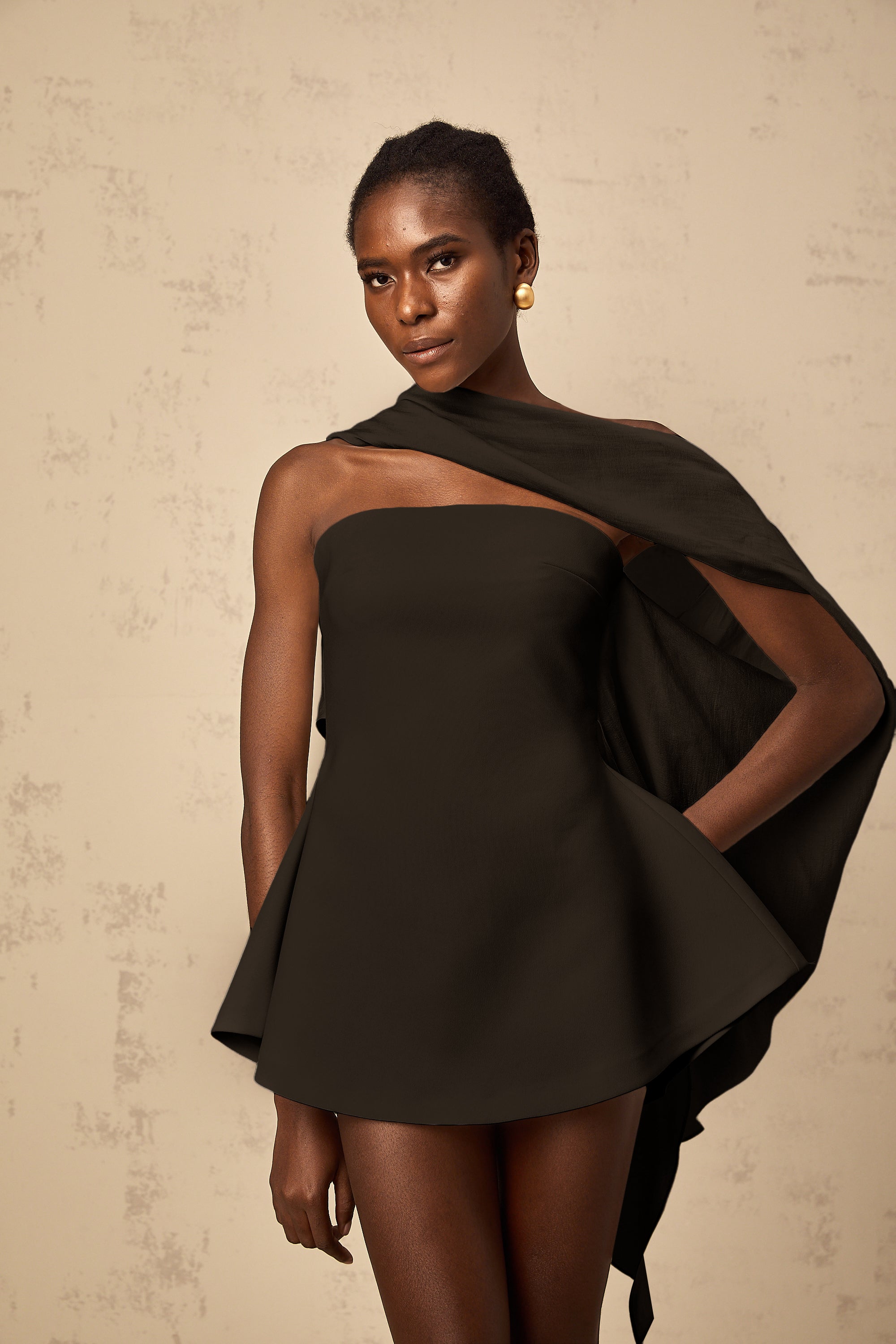 Danaé ribbon-design flared mini dress in Black