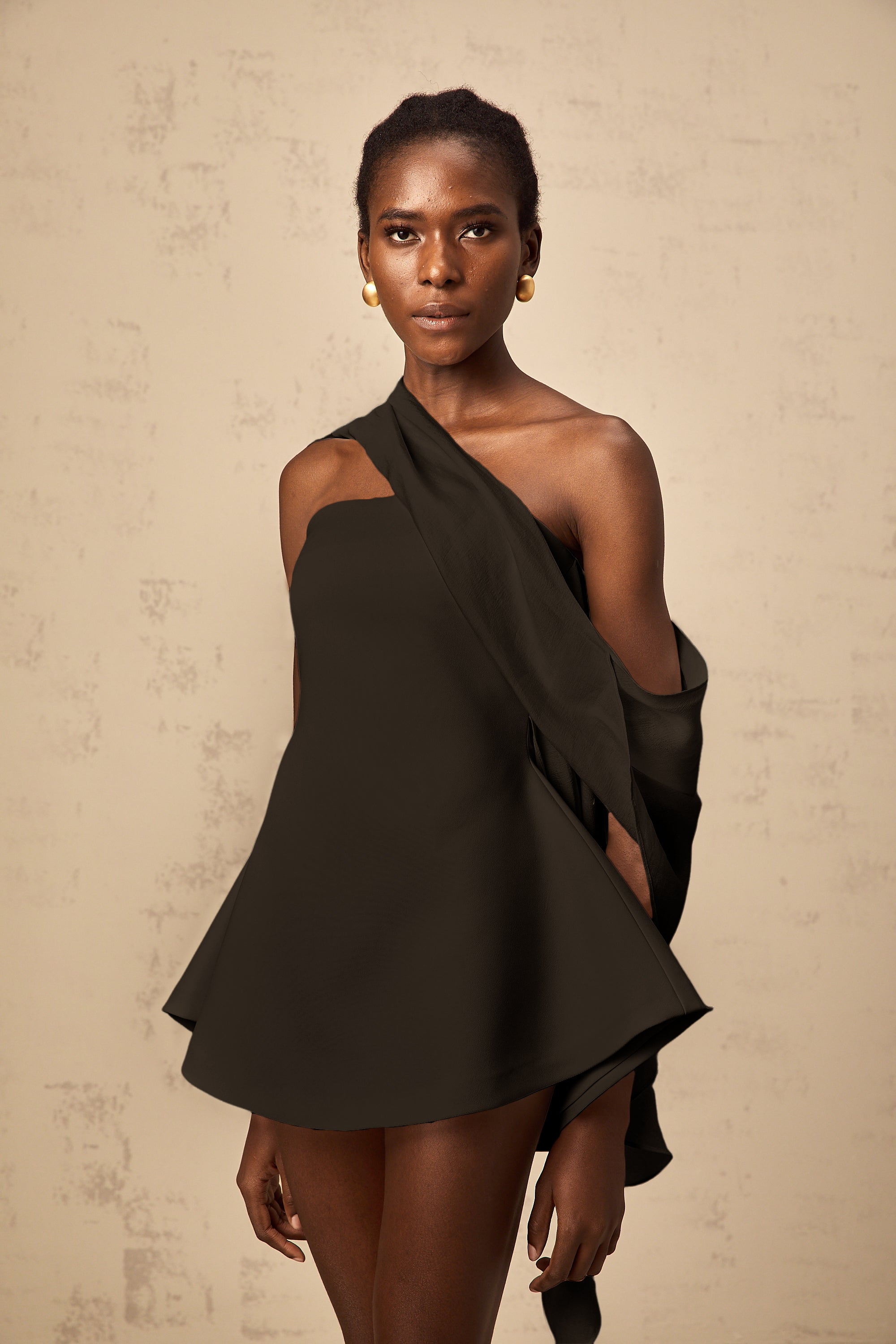 Danaé ribbon-design flared mini dress in Black