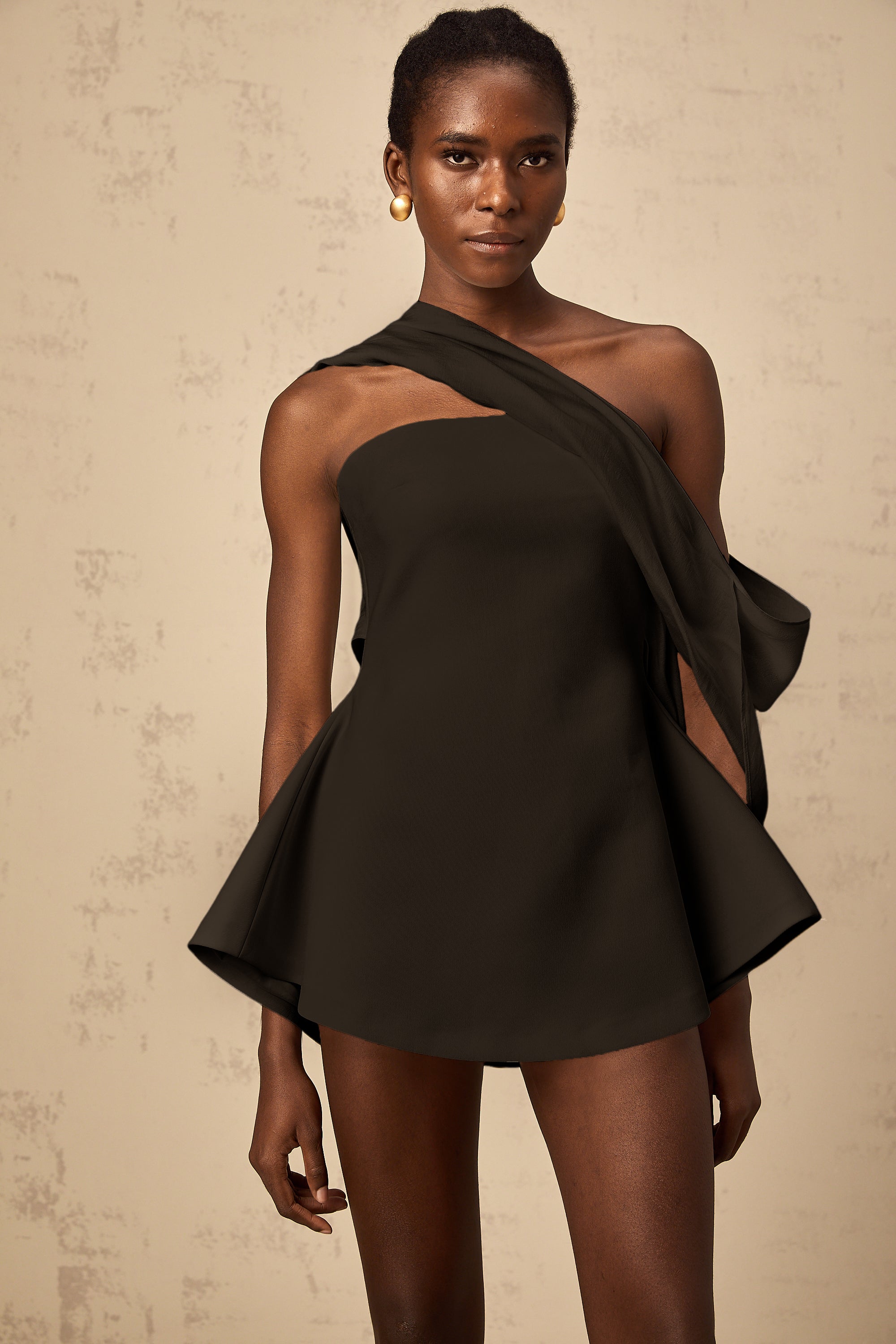 Danaé ribbon-design flared mini dress in Black