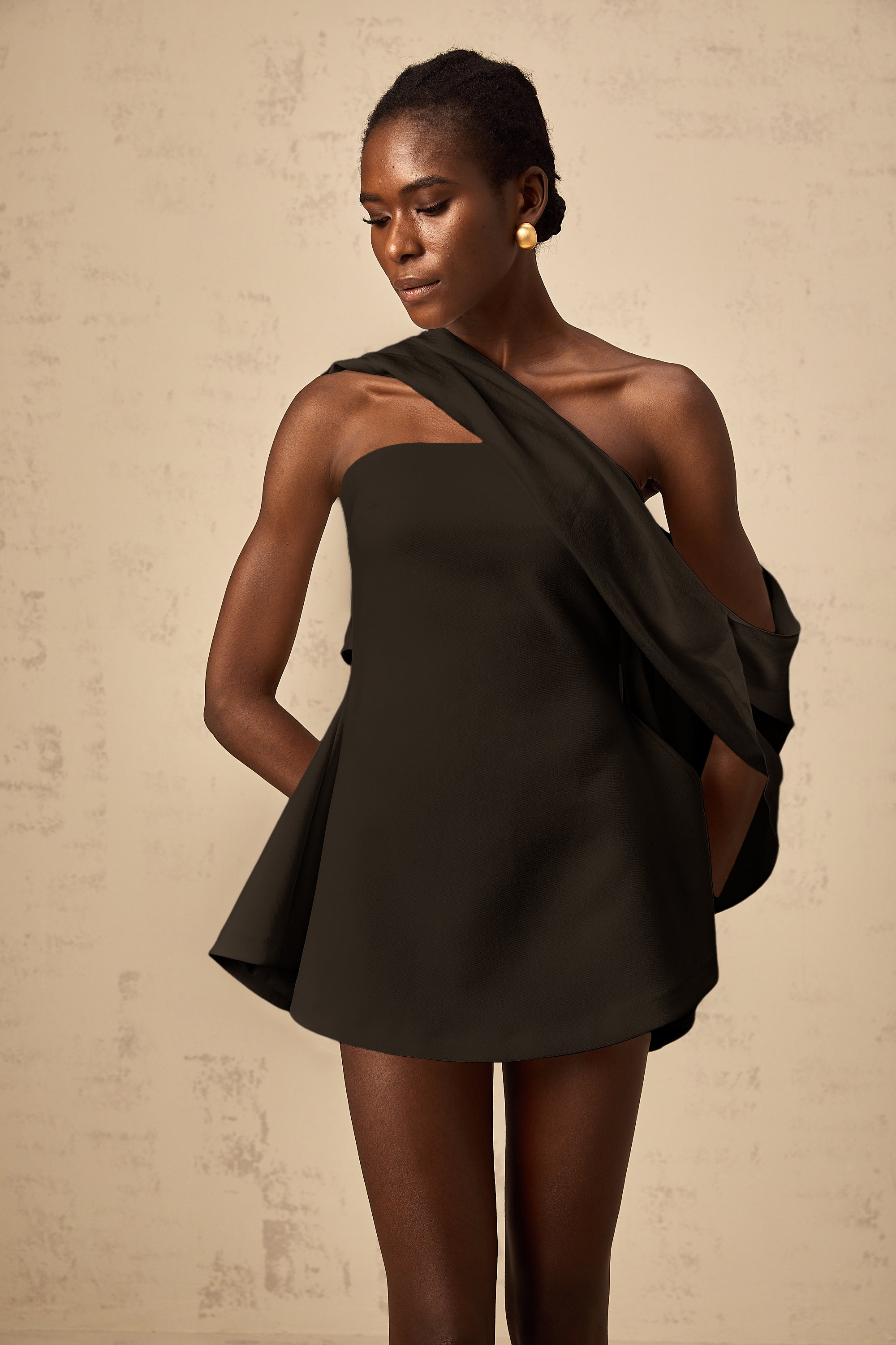 Danaé ribbon-design flared mini dress in Black