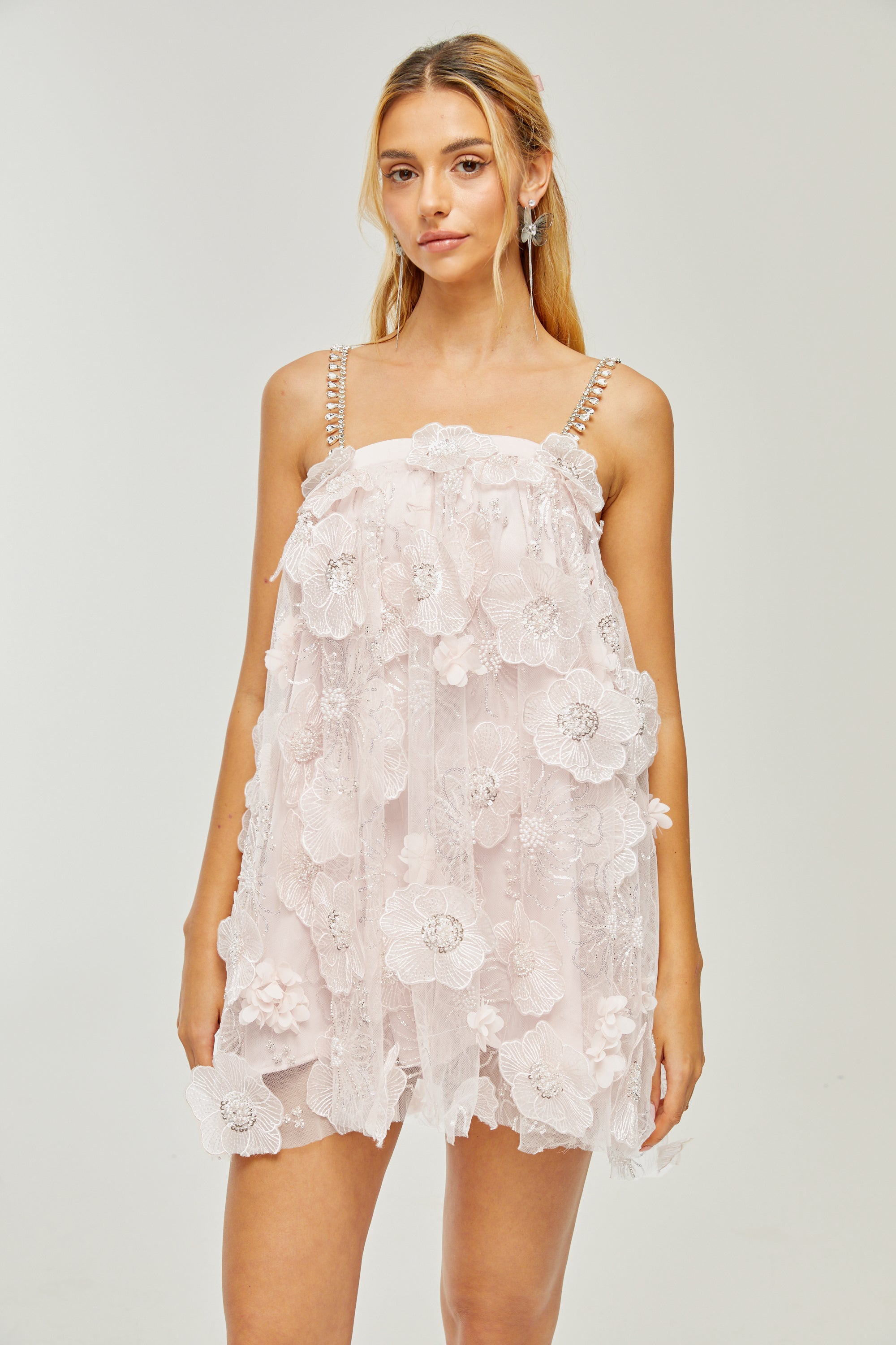 فستان فاليري القصير المزين بالكريستال