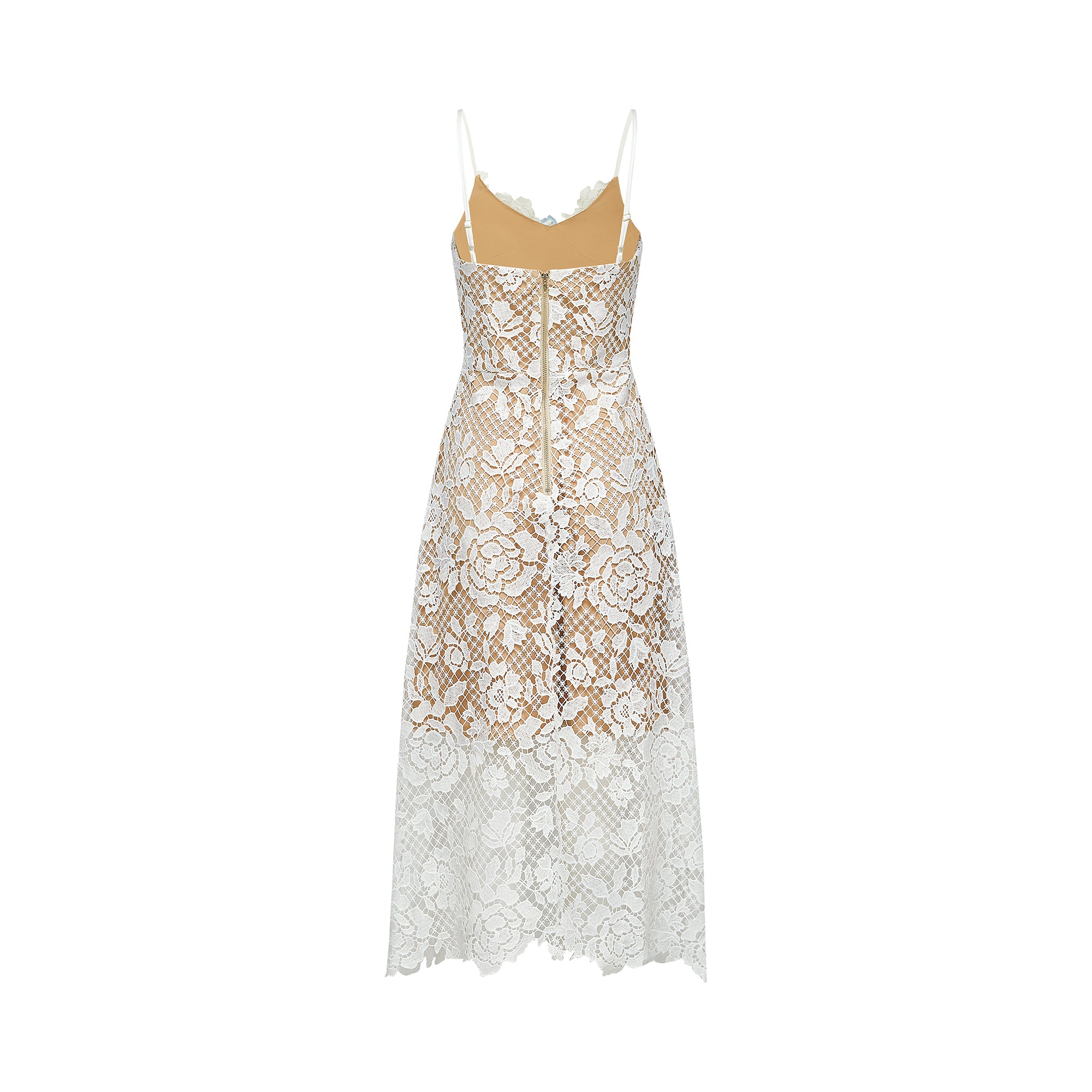 فستان هيرمين متوسط الطول شفاف ومزين بنقشة زهور صناعية