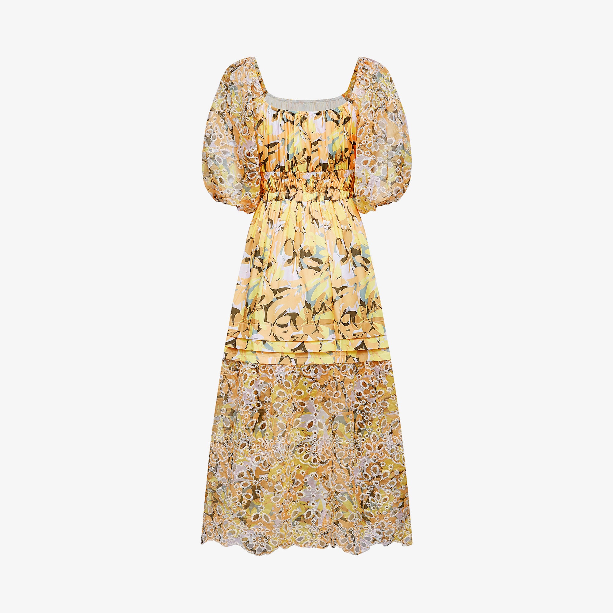 Clémence Midikleid mit Blumendruck und Cut-outs