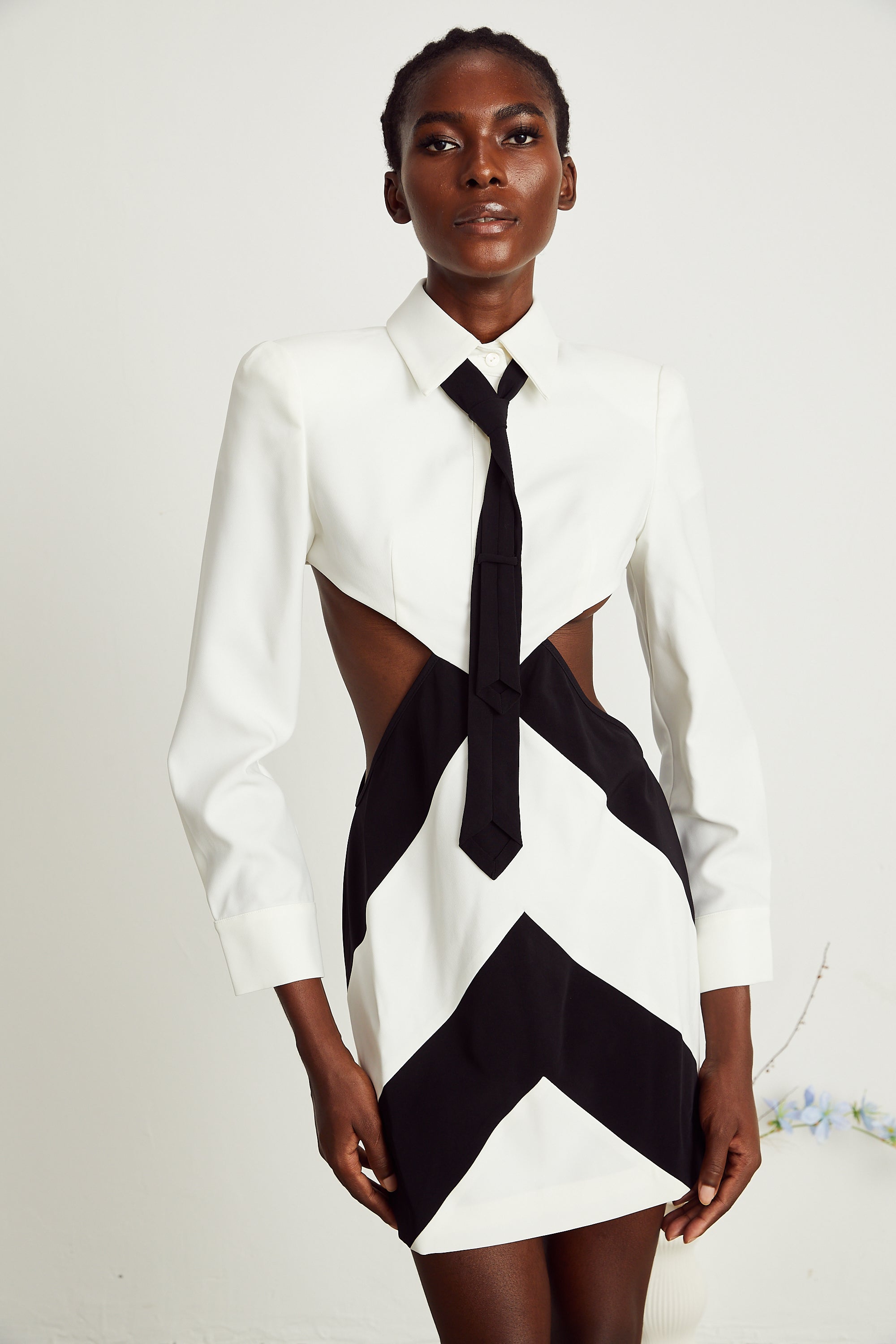 فستان أوفيليا القصير بفتحة رباط العنق