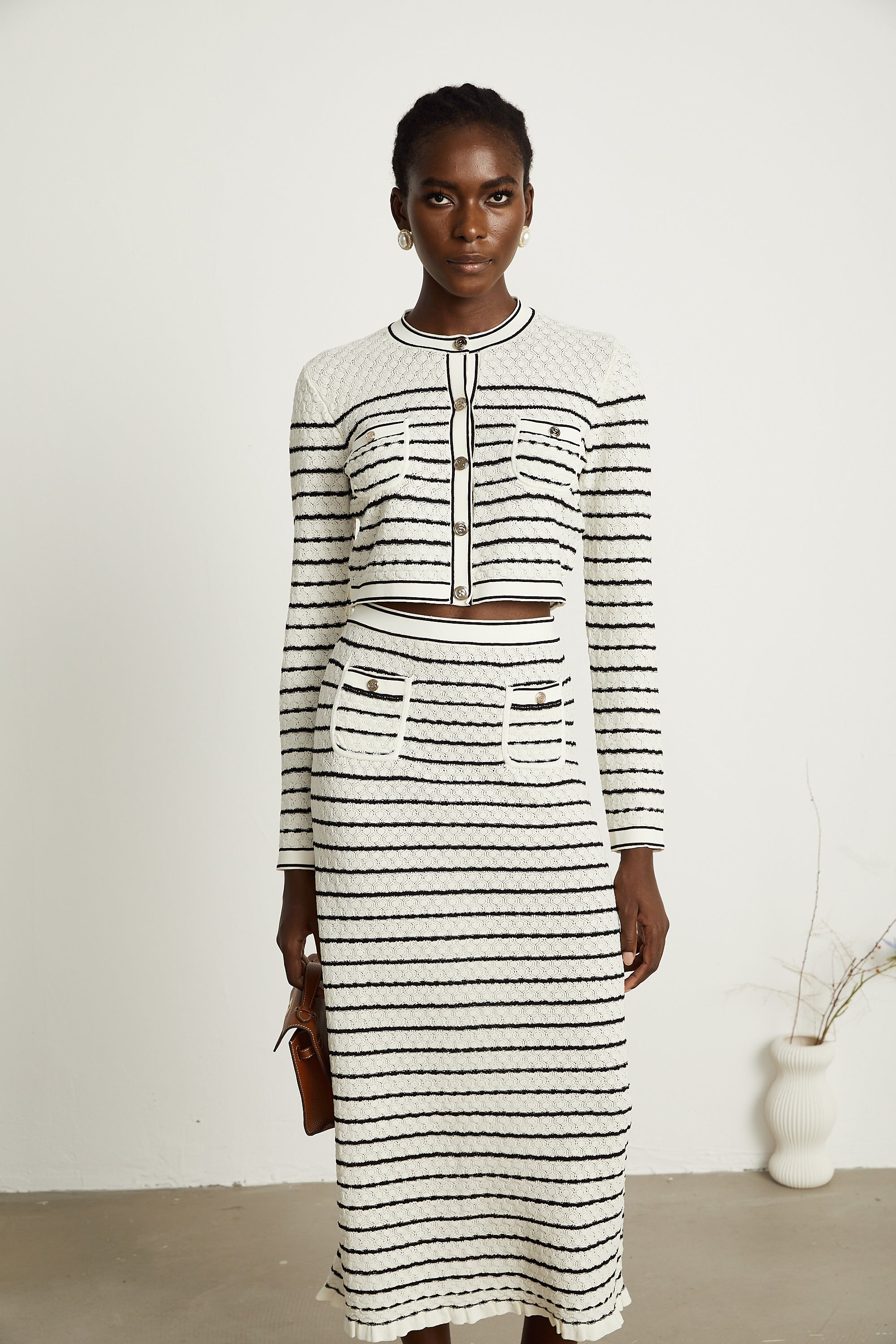 Set aus Pointelle-Strickjacke und Rock von Colette (Endverkauf – nur in den USA)