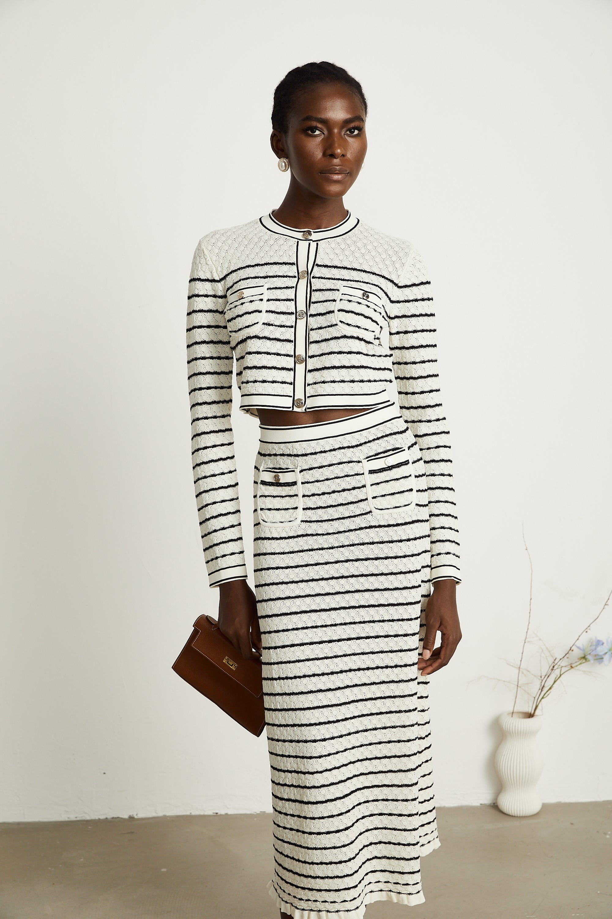 Set aus Pointelle-Strickjacke und Rock von Colette (Endverkauf – nur in den USA)