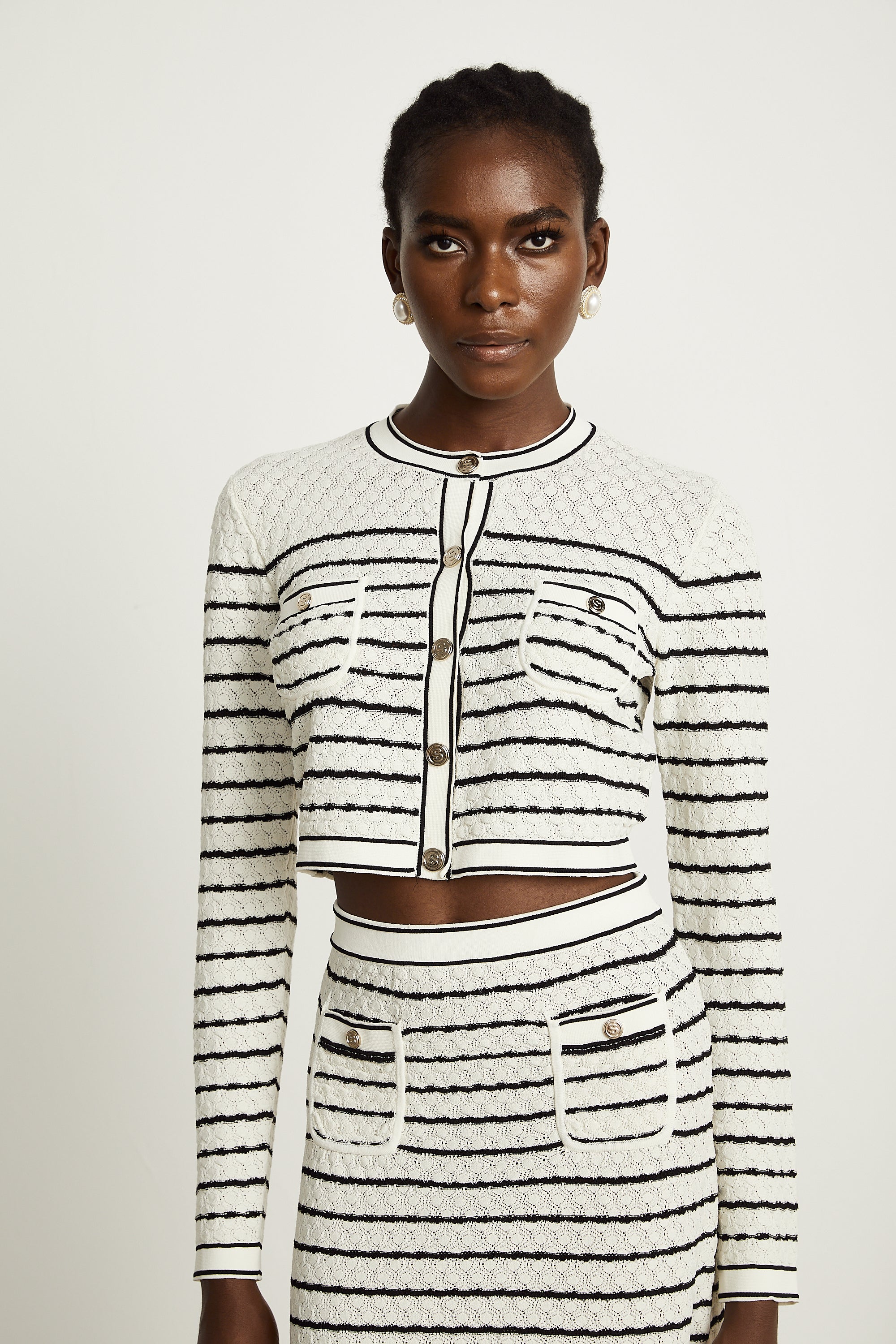 Set aus Pointelle-Strickjacke und Rock von Colette (Endverkauf – nur in den USA)