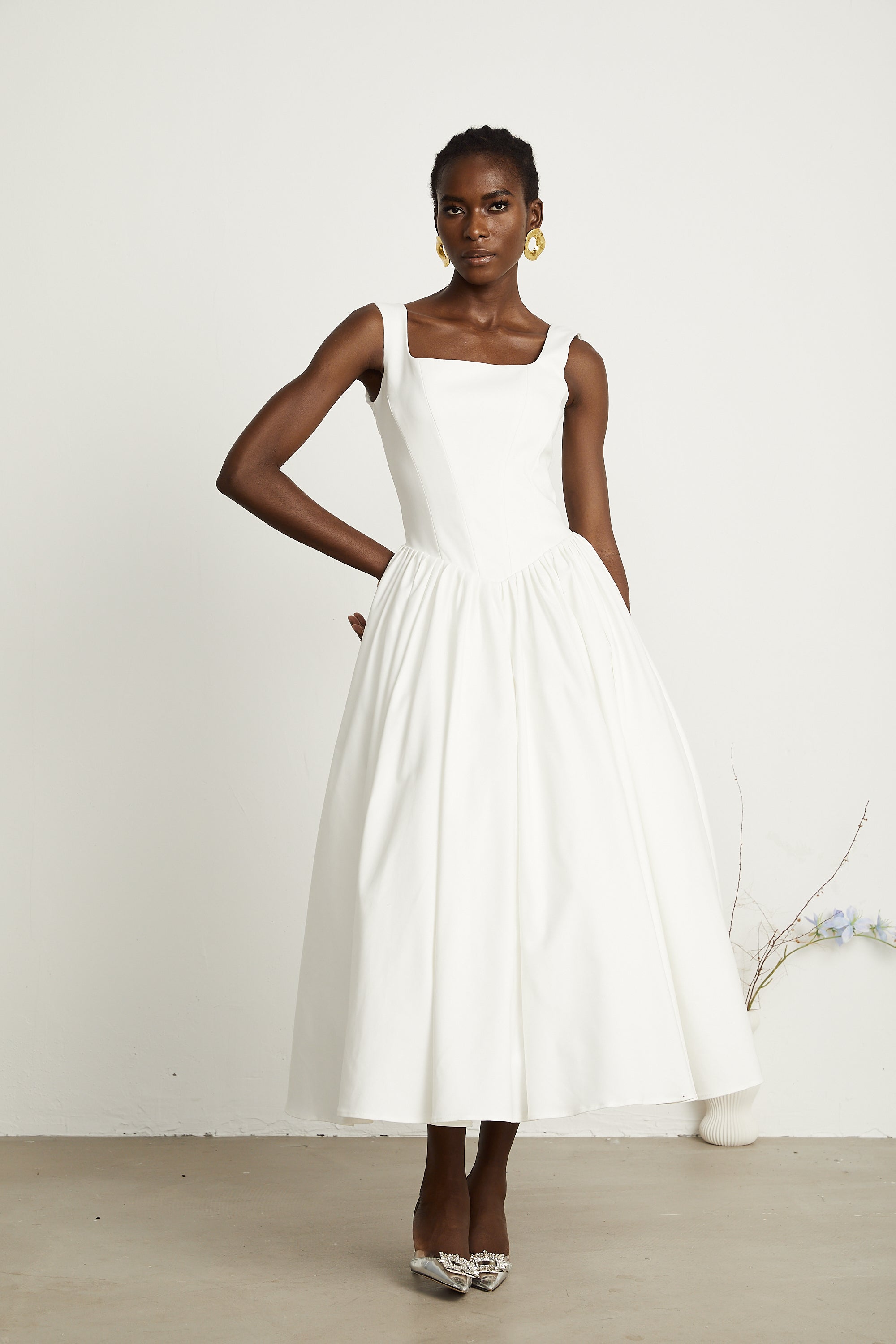 Sadie white pleated corset gown dress