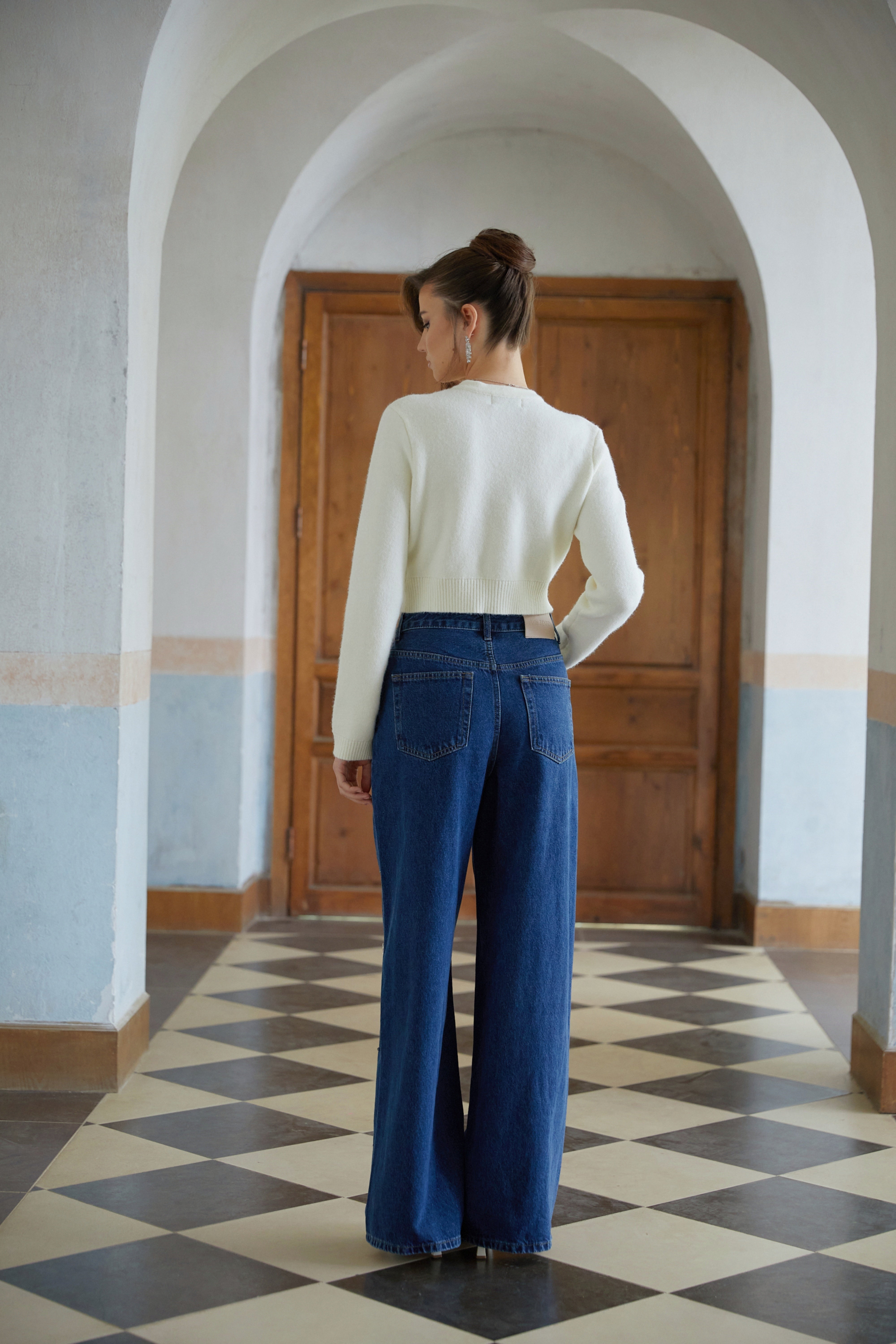 Liliana White Cropped Knit Cardigan