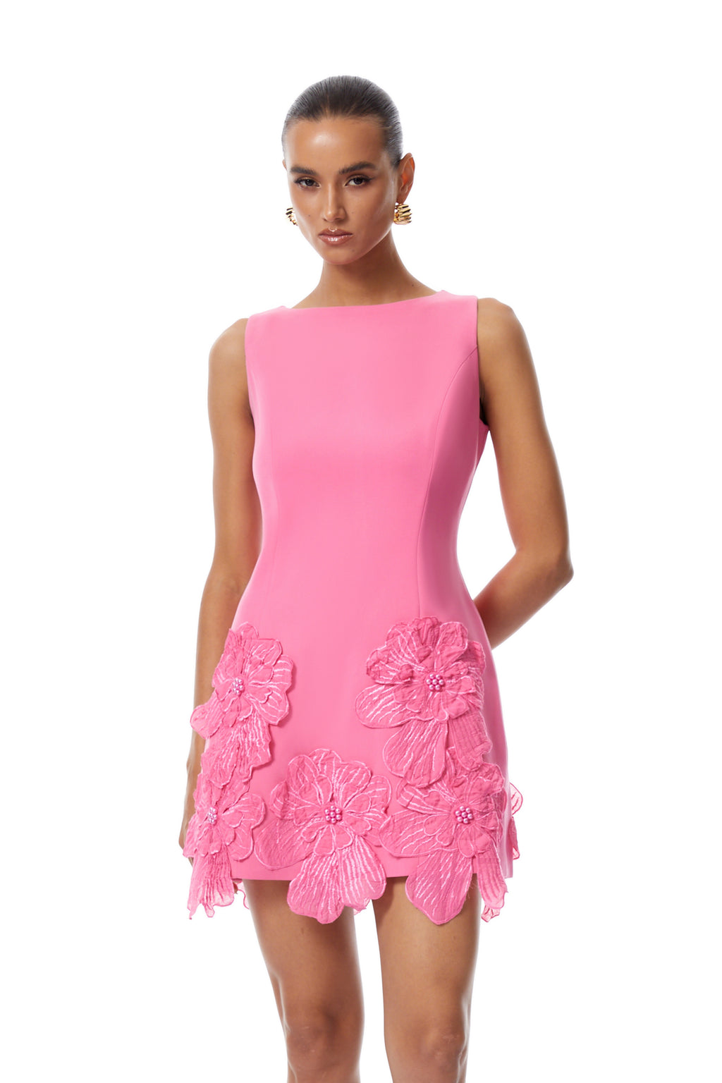 Hot Pink, Floral, Appliqué Work, Silk, Ethnic Wear Suit