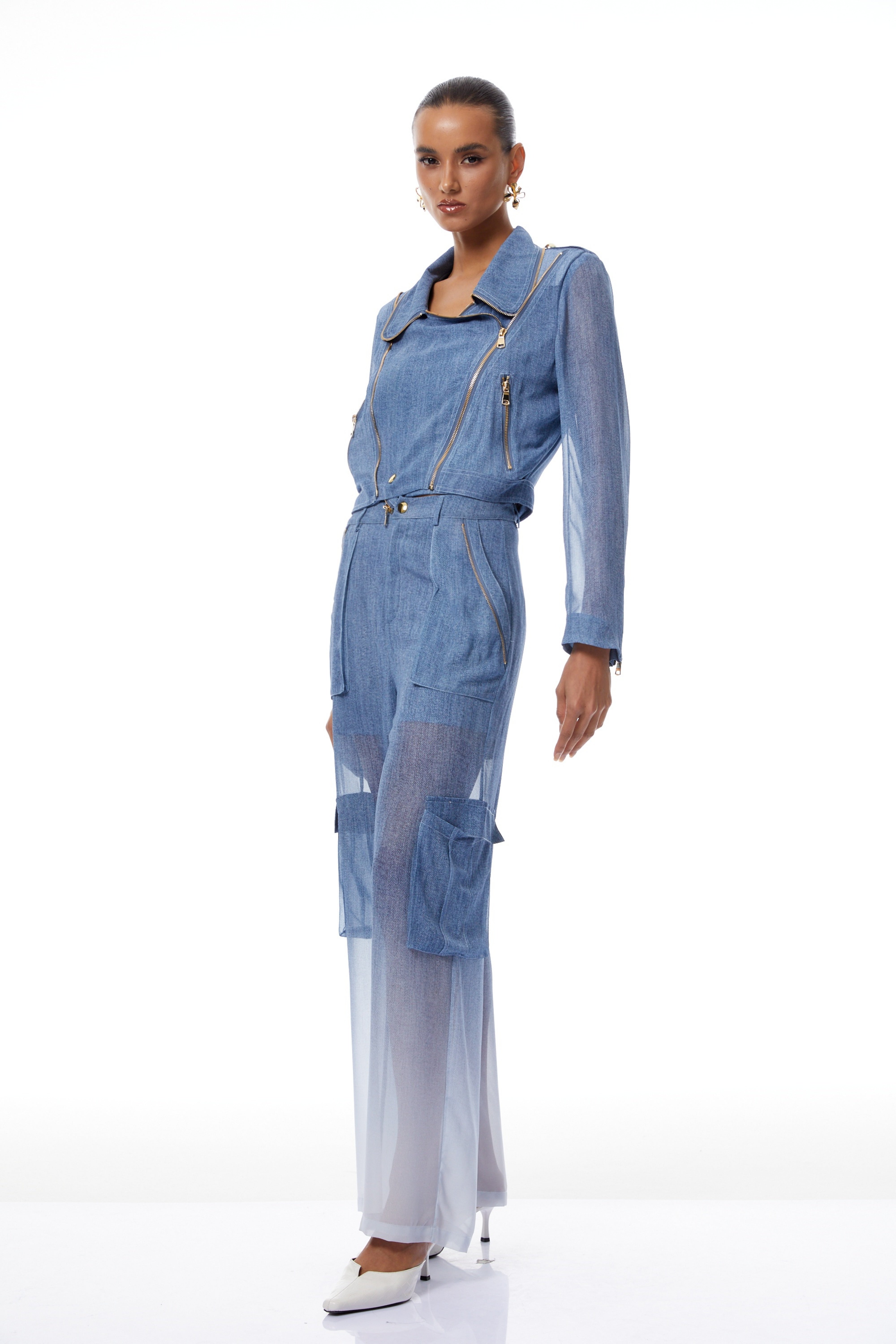 طقم دوريان بلو جاكيت جينز بسحاب