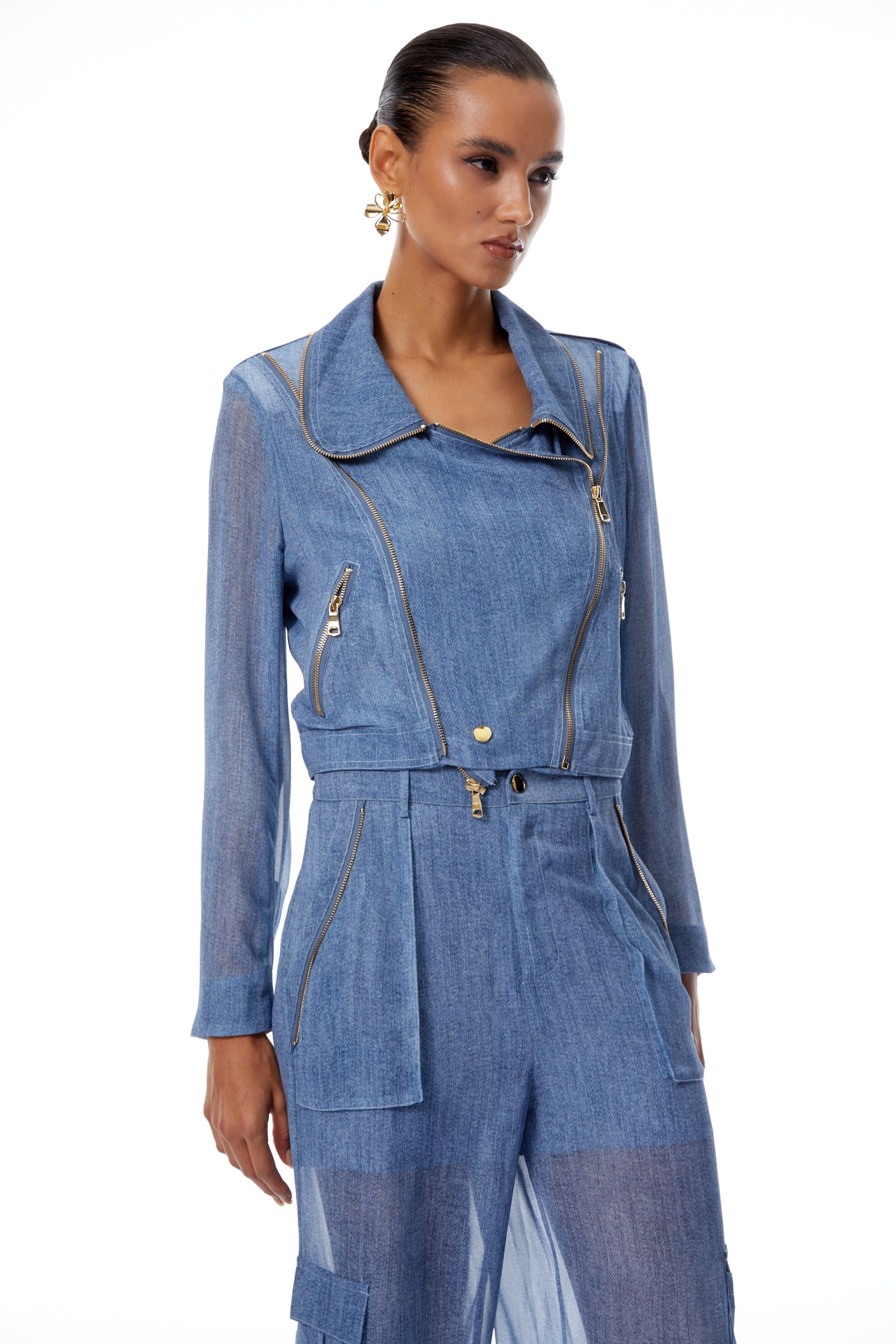 طقم دوريان بلو جاكيت جينز بسحاب