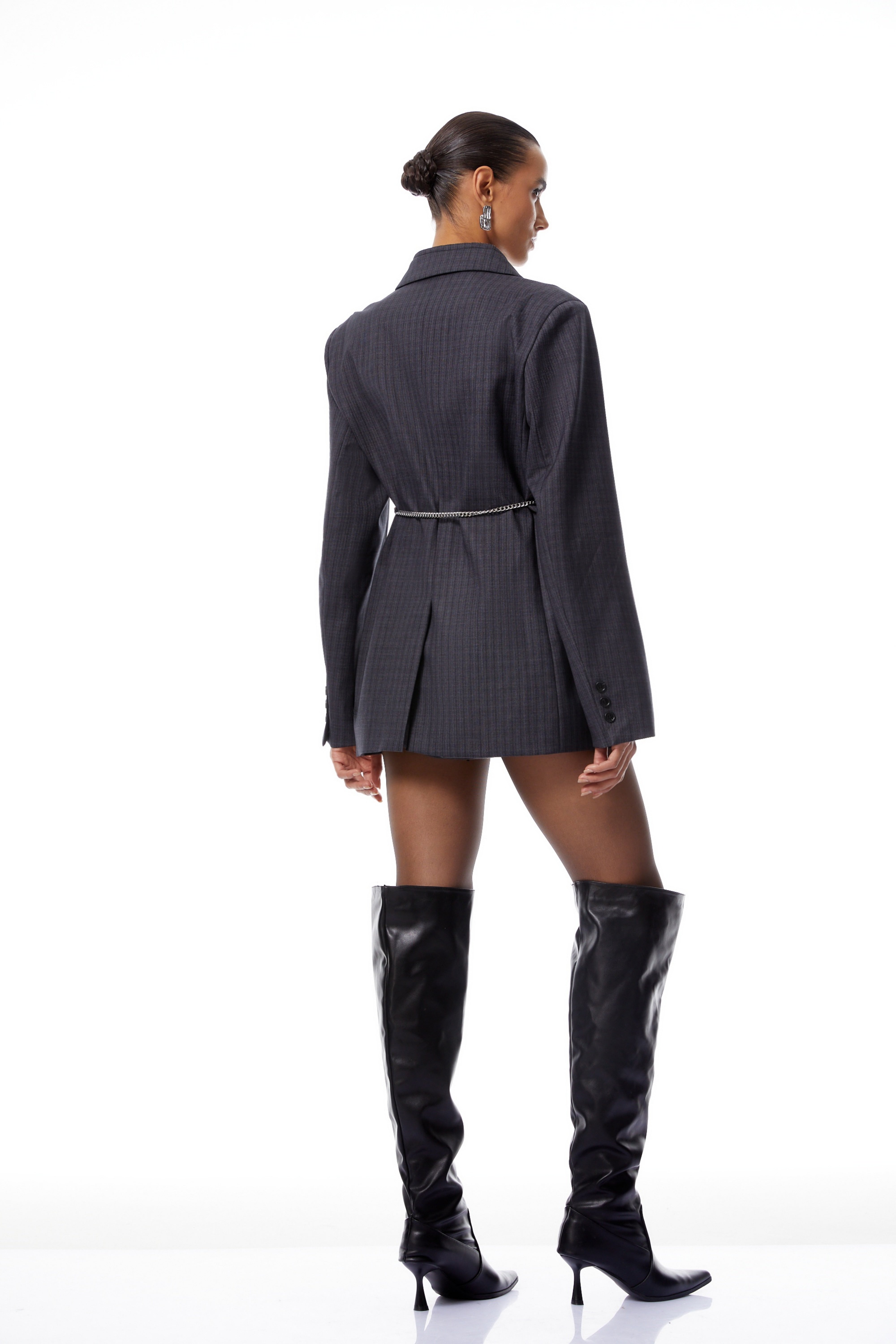 Aurianne Grey Blazer mit Ketten- und Karomuster