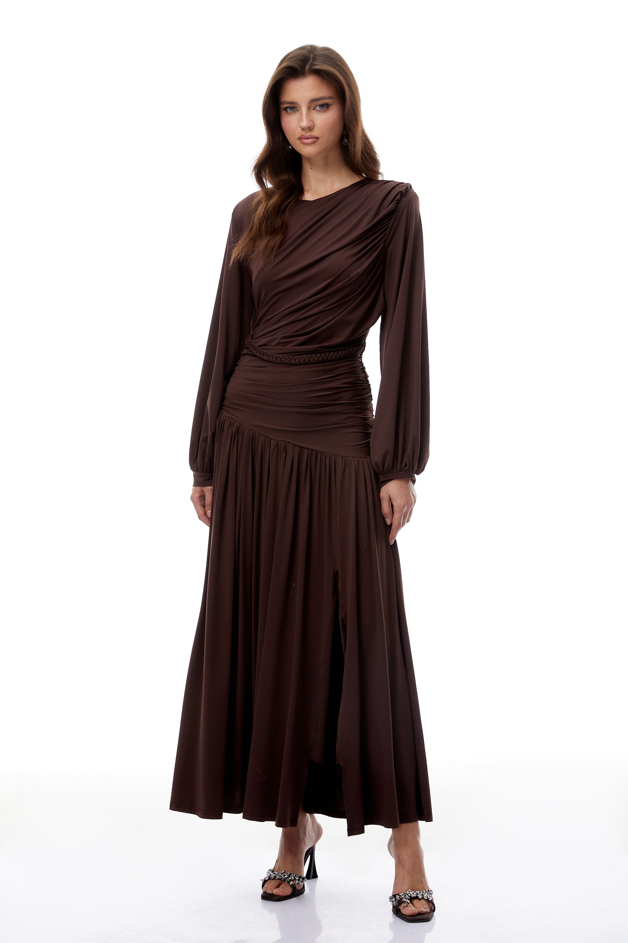 Tabitha Brown Maxikleid mit Zopfdetails und Raffungen