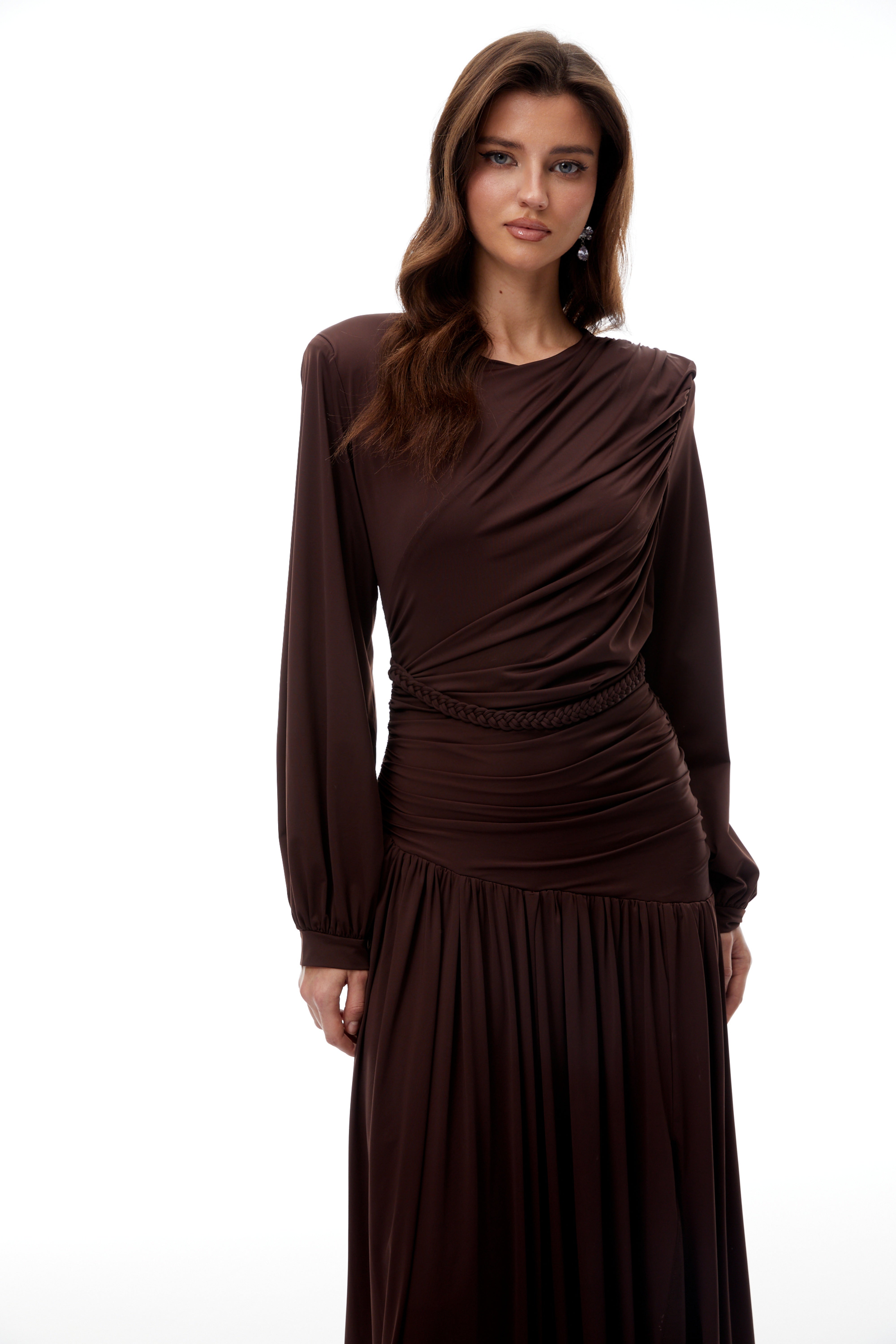 Tabitha Brown Maxikleid mit Zopfdetails und Raffungen