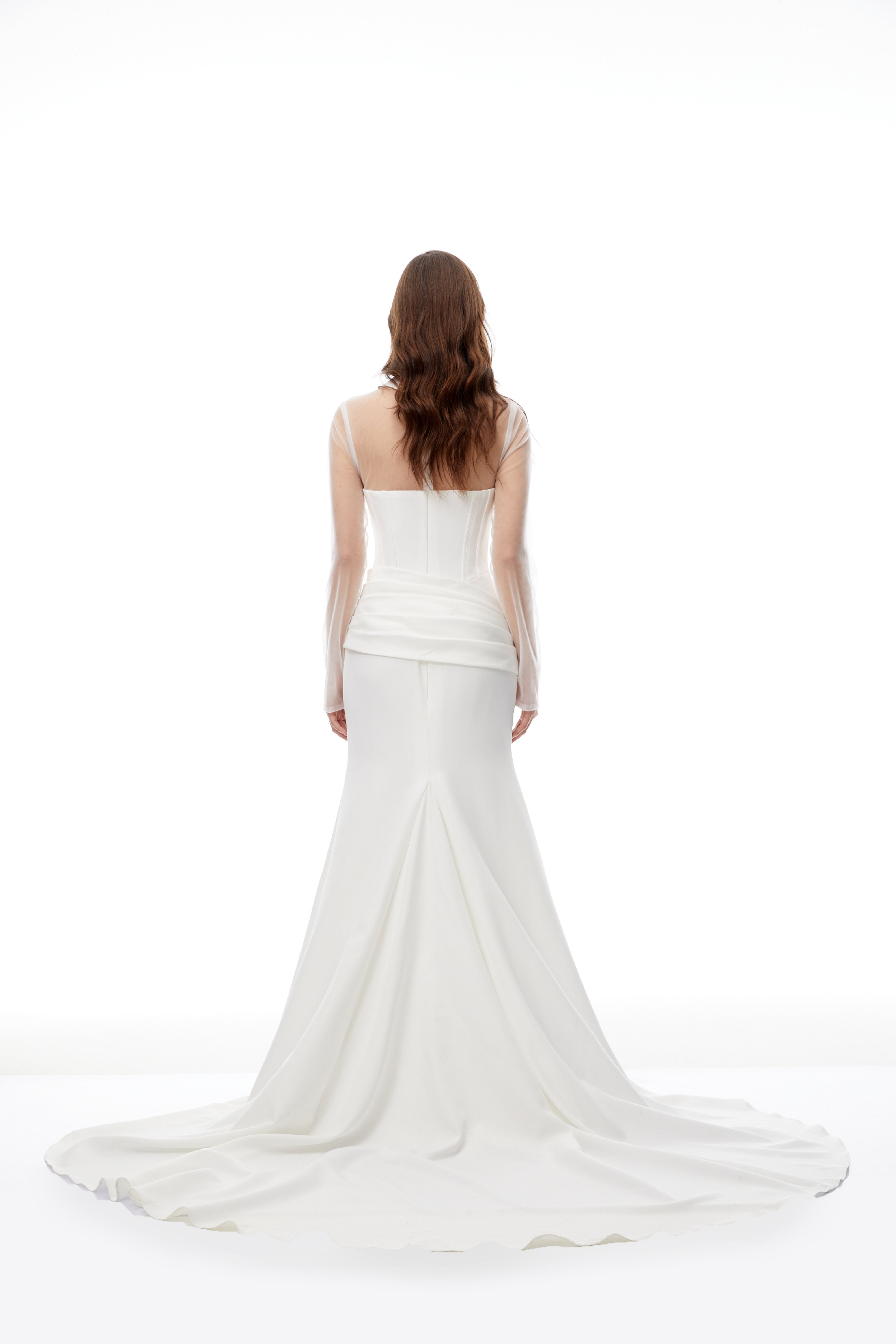 Ivana White Schleppen-Design Korsett-Maxikleid