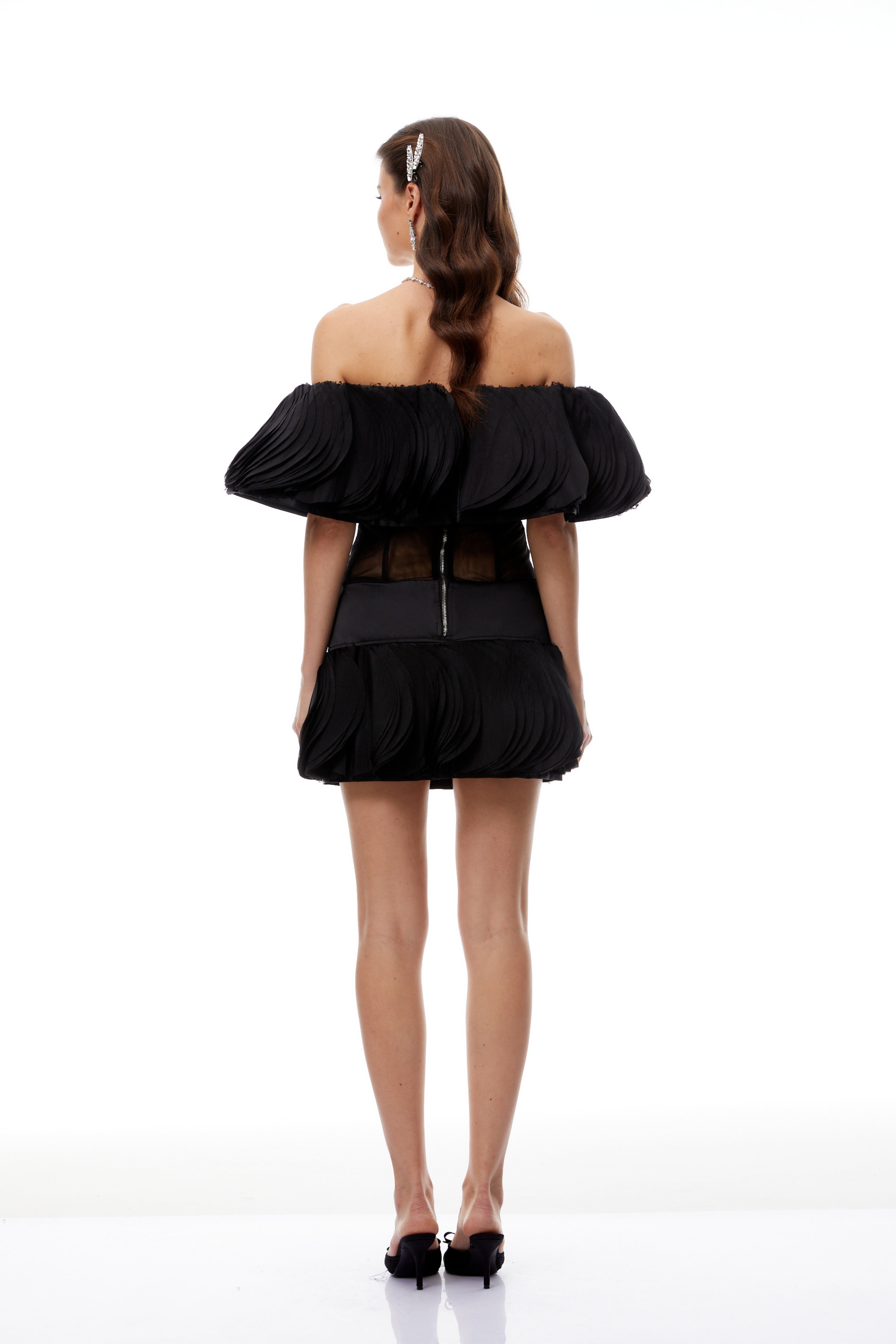 Mabel Black Layered Ruffled Mini Dress