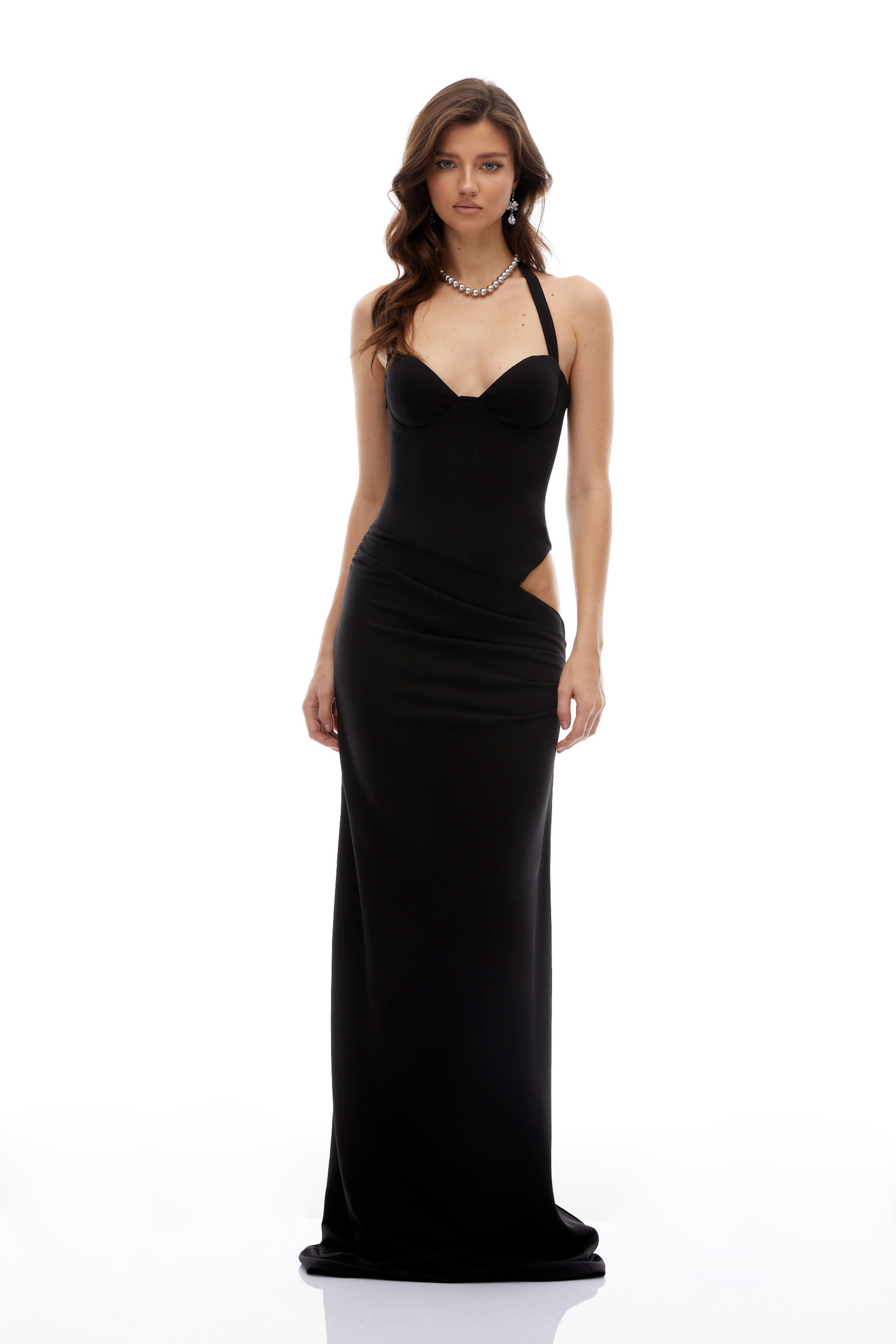 Kaelin Black Halterneck Cut Out Maxi Dress