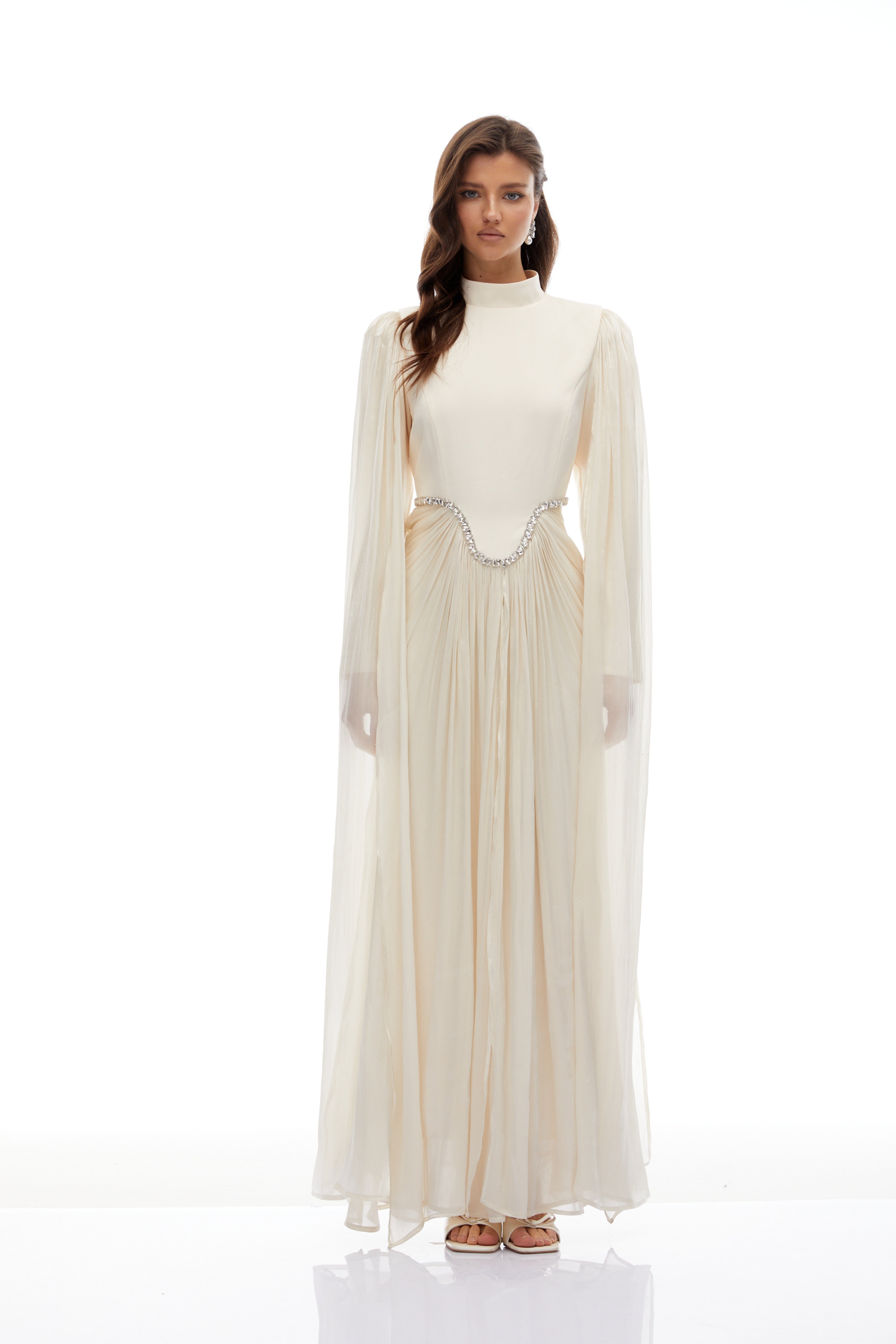 Andrine White Crystal Embellished Maxi Dress
