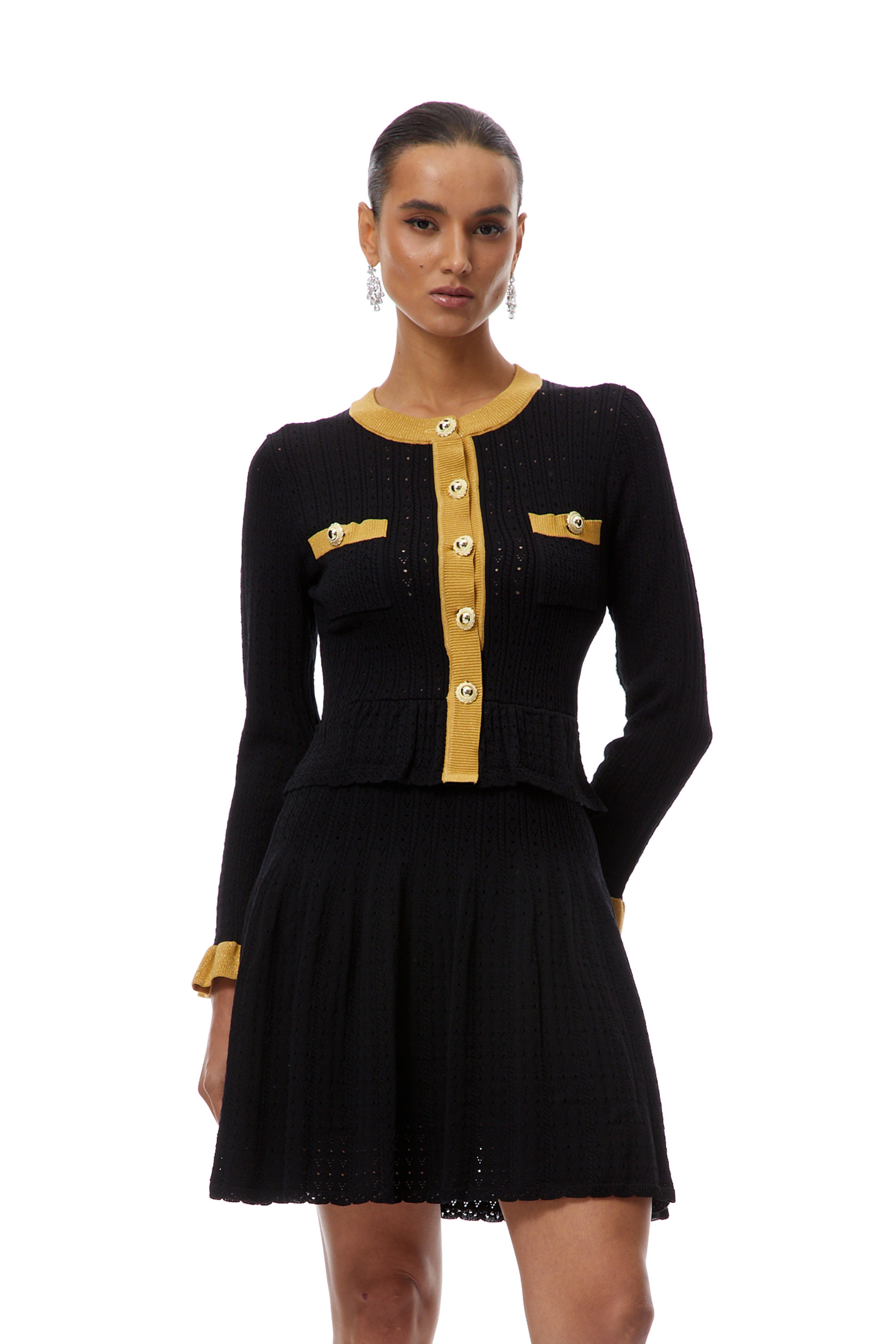 Khloe Black Color Block Knit Mini Dress