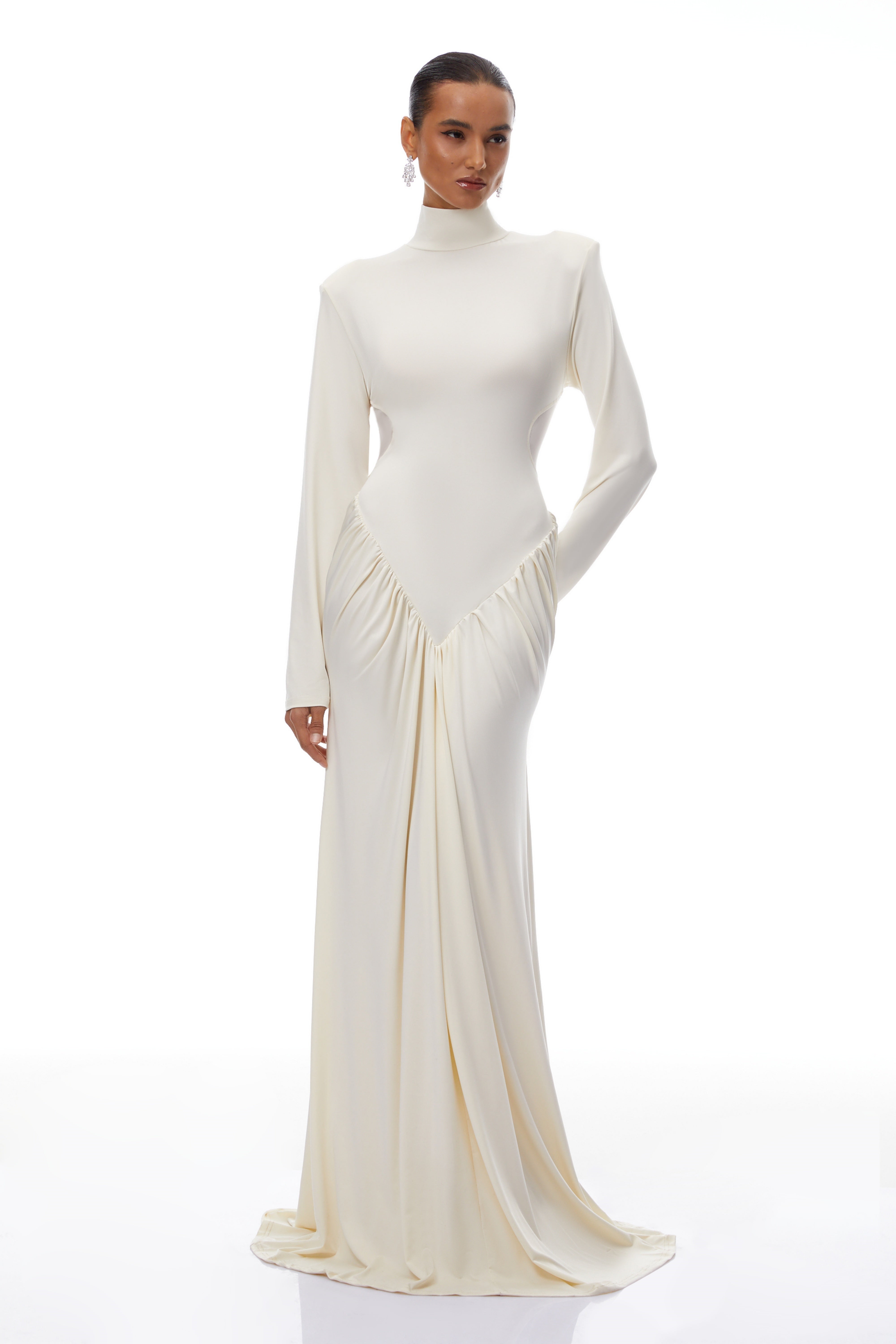 Harriet White Cut Out Ruched Maxi Dress