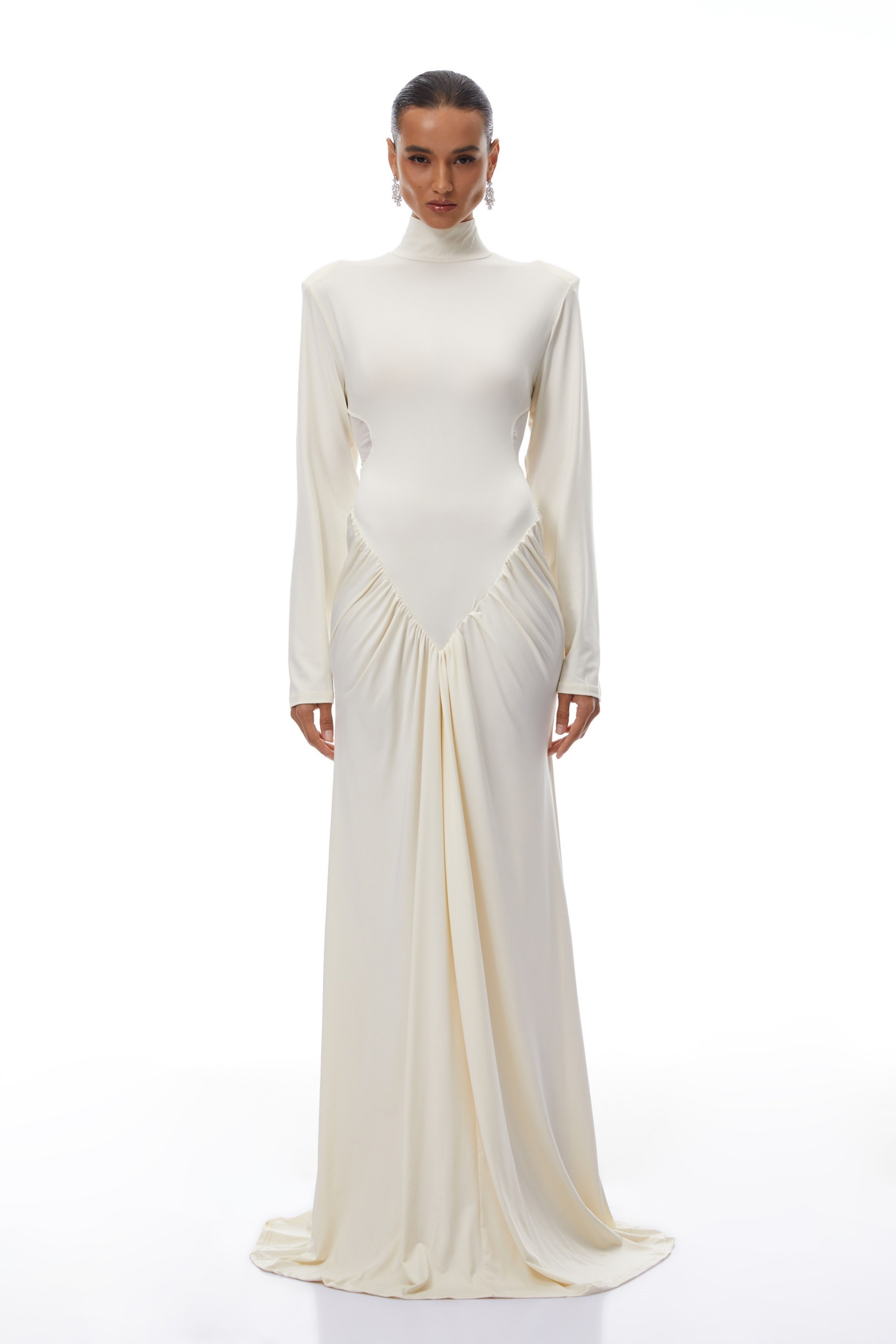 Harriet White Cut Out Ruched Maxi Dress