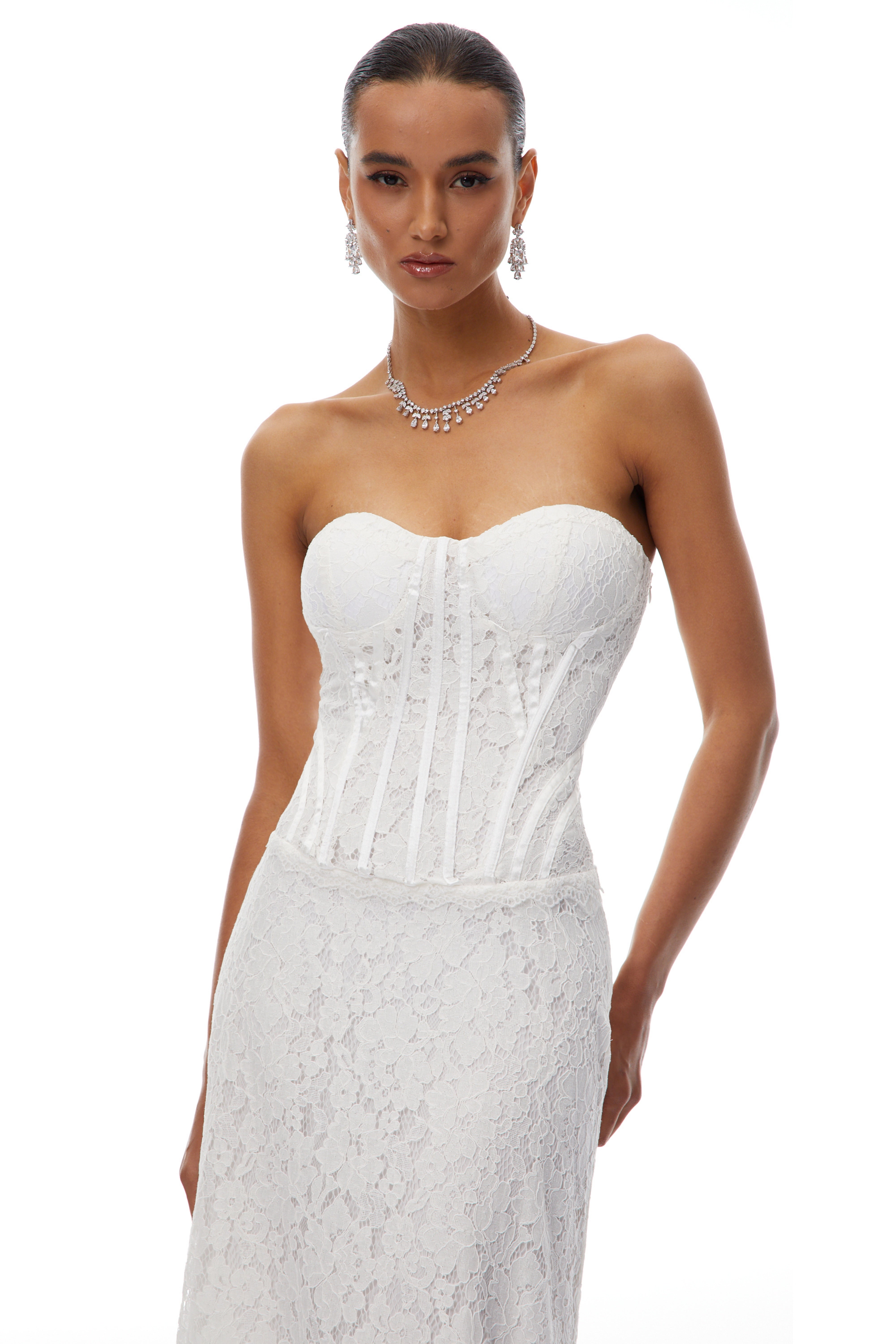 Karida White Off Shoulder Lace Maxi Dress