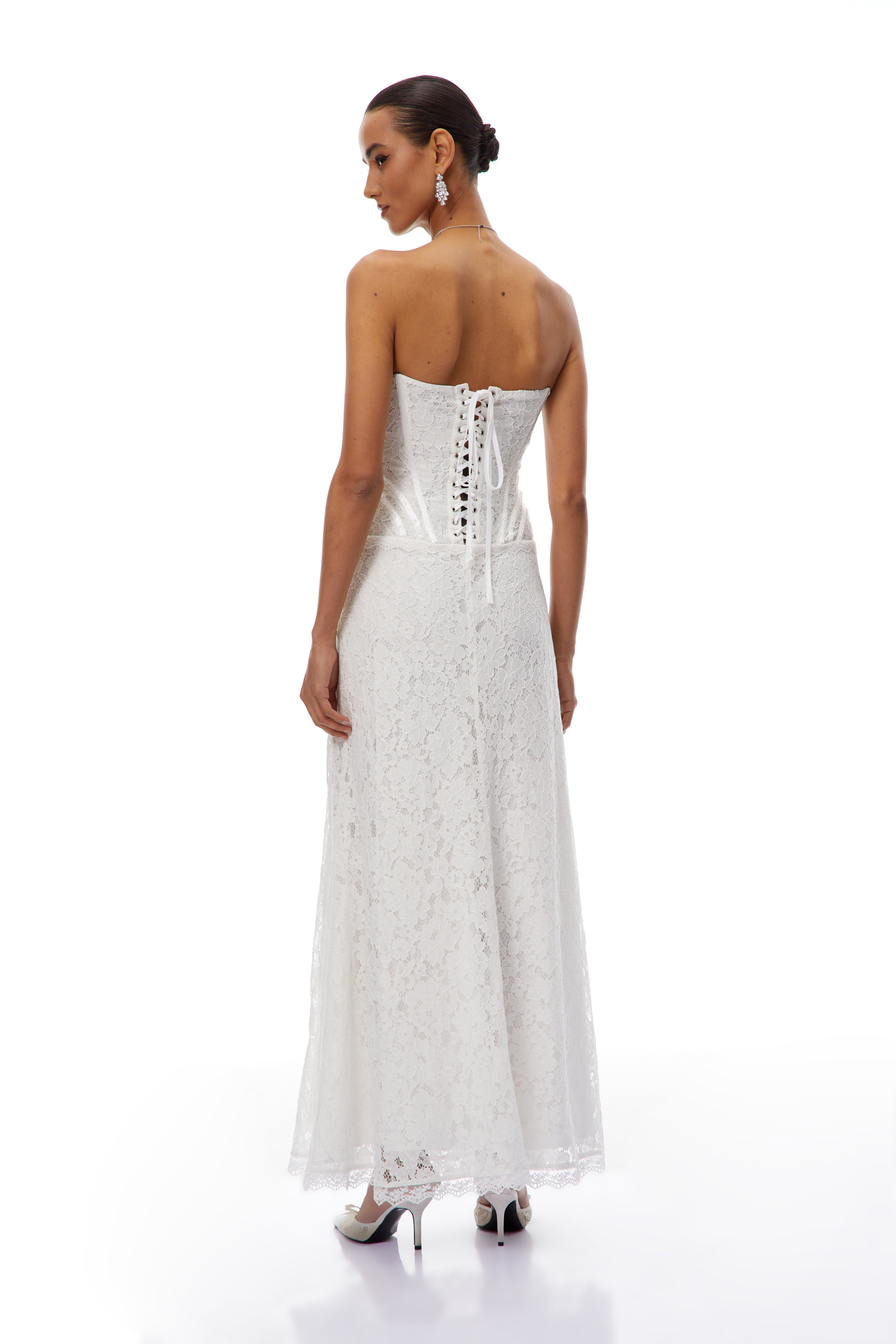 Karida White Off Shoulder Lace Maxi Dress