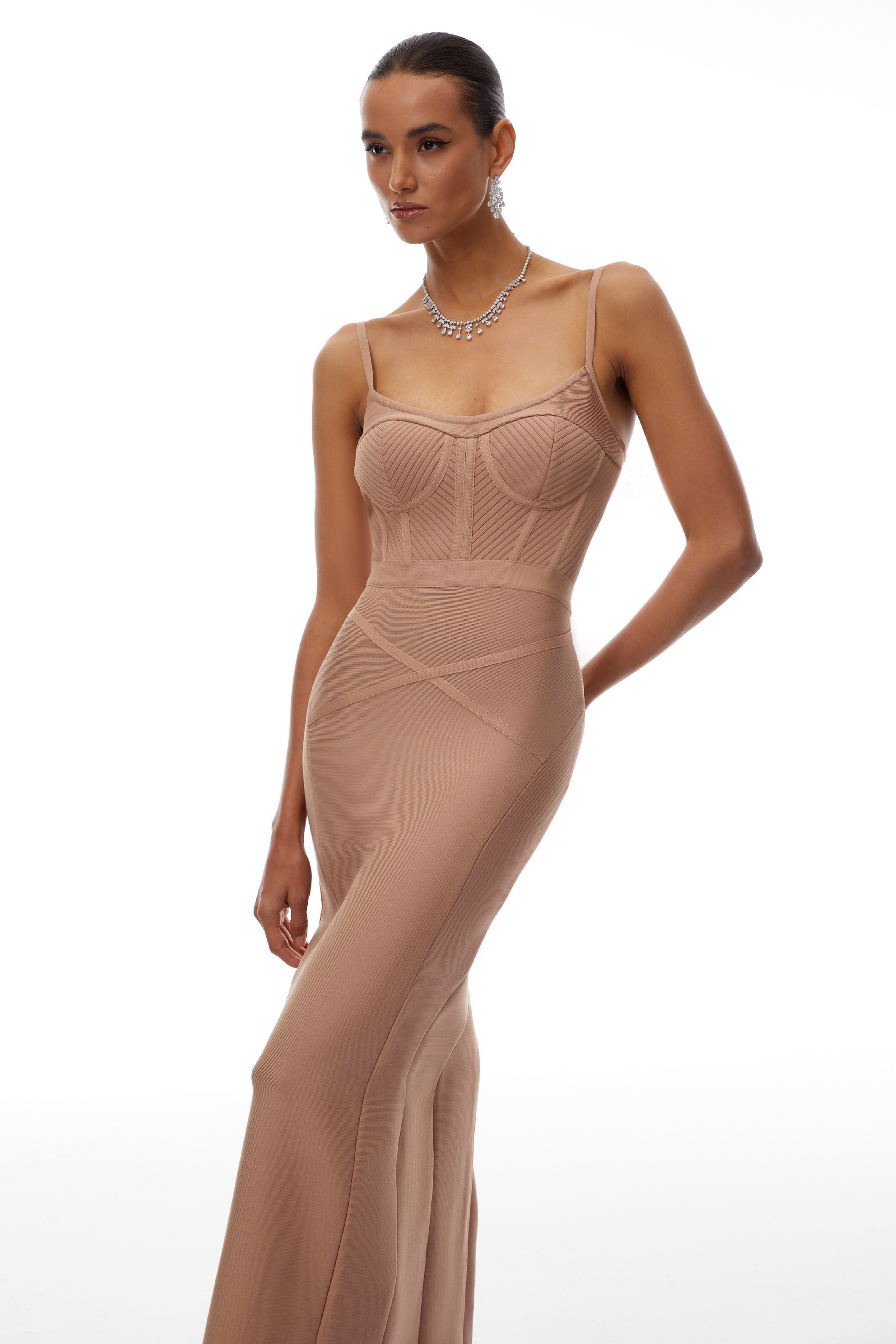 Lara Neutrals Korsett-Bandagen-Maxikleid