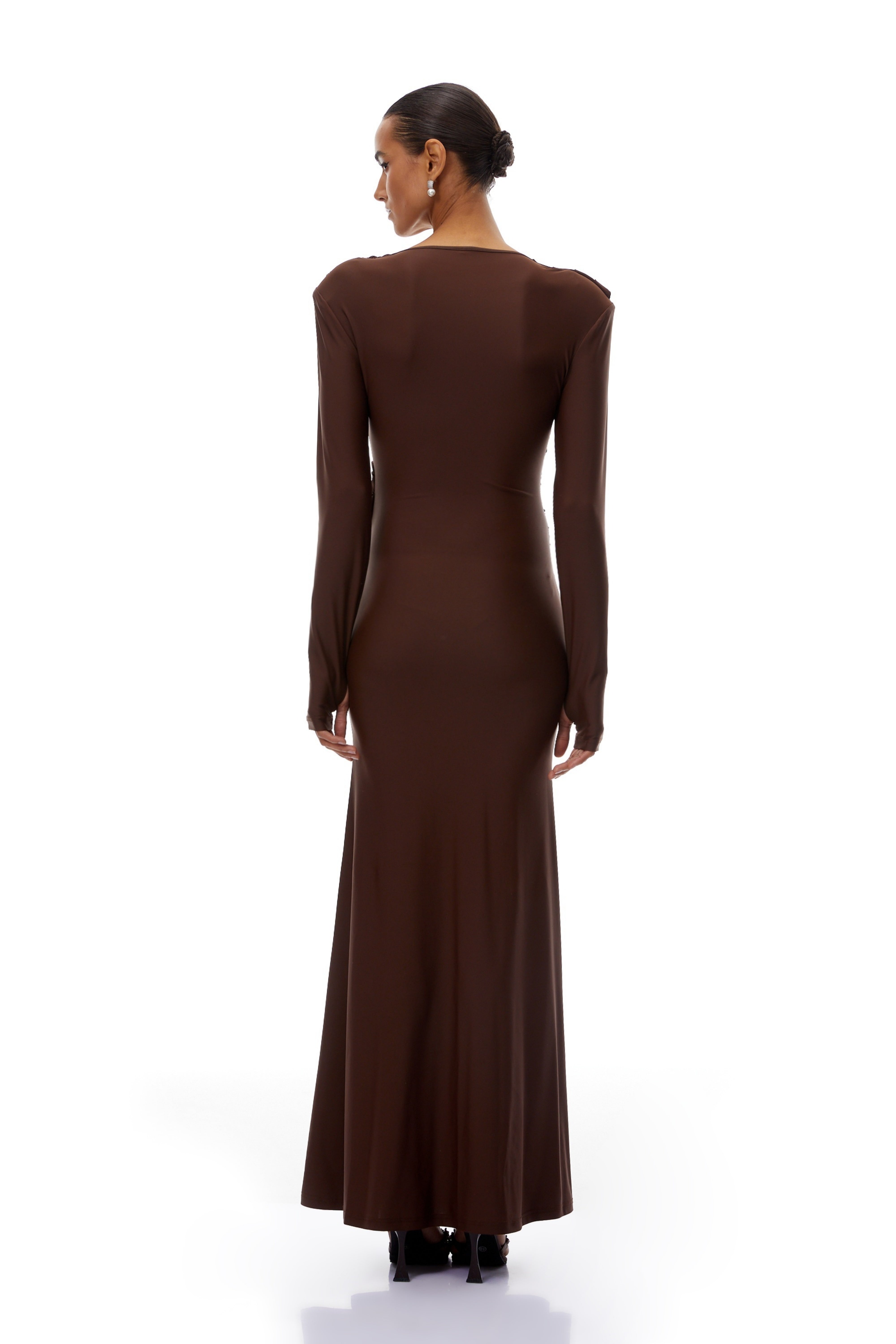 Jeanne Brown Asymmetrical Twisted Maxi Dress
