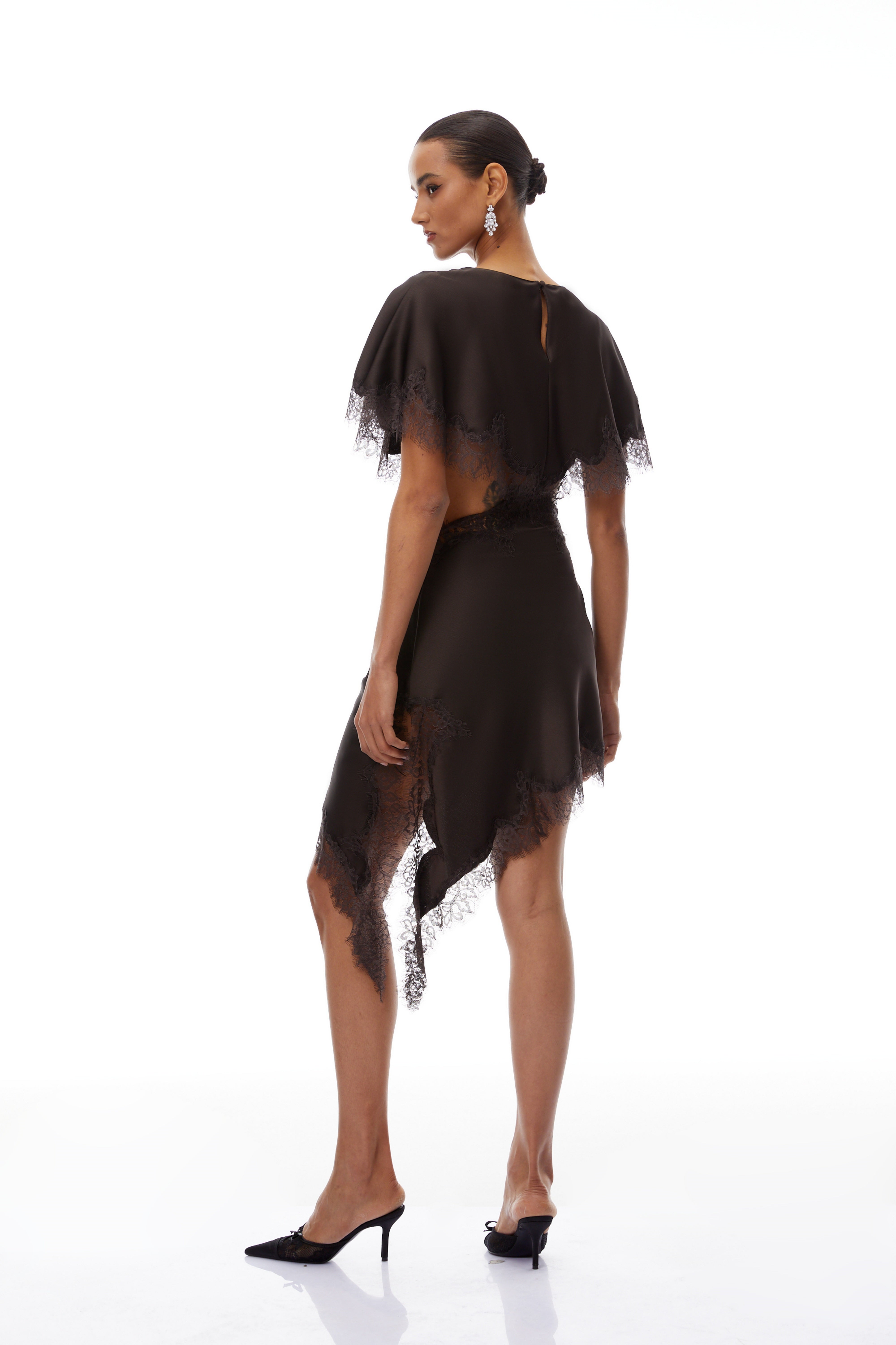 Henrik Brown Lace Trim Dress