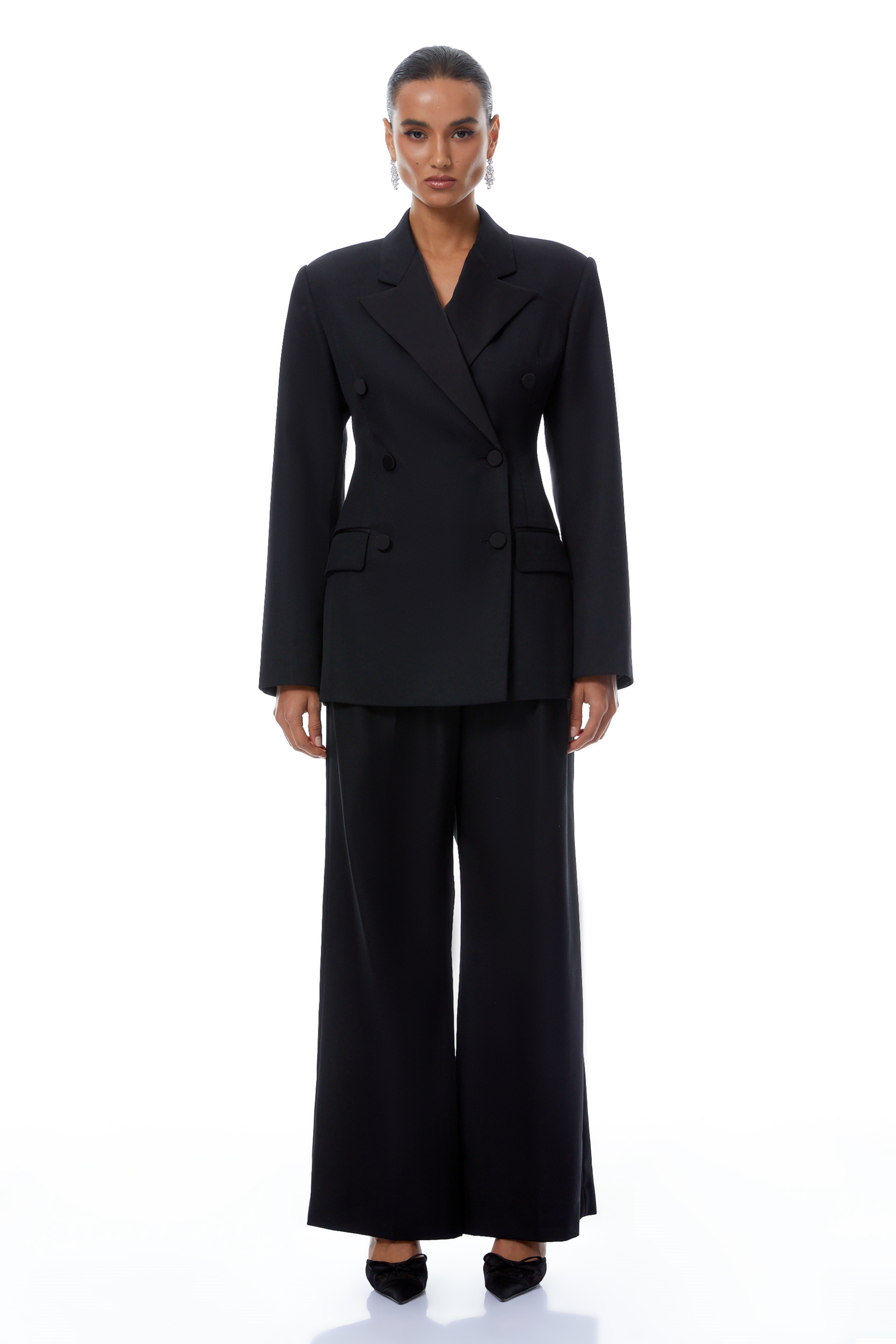 Ensemble blazer et pantalon à taille cintrée Stian Black (Vente définitive)