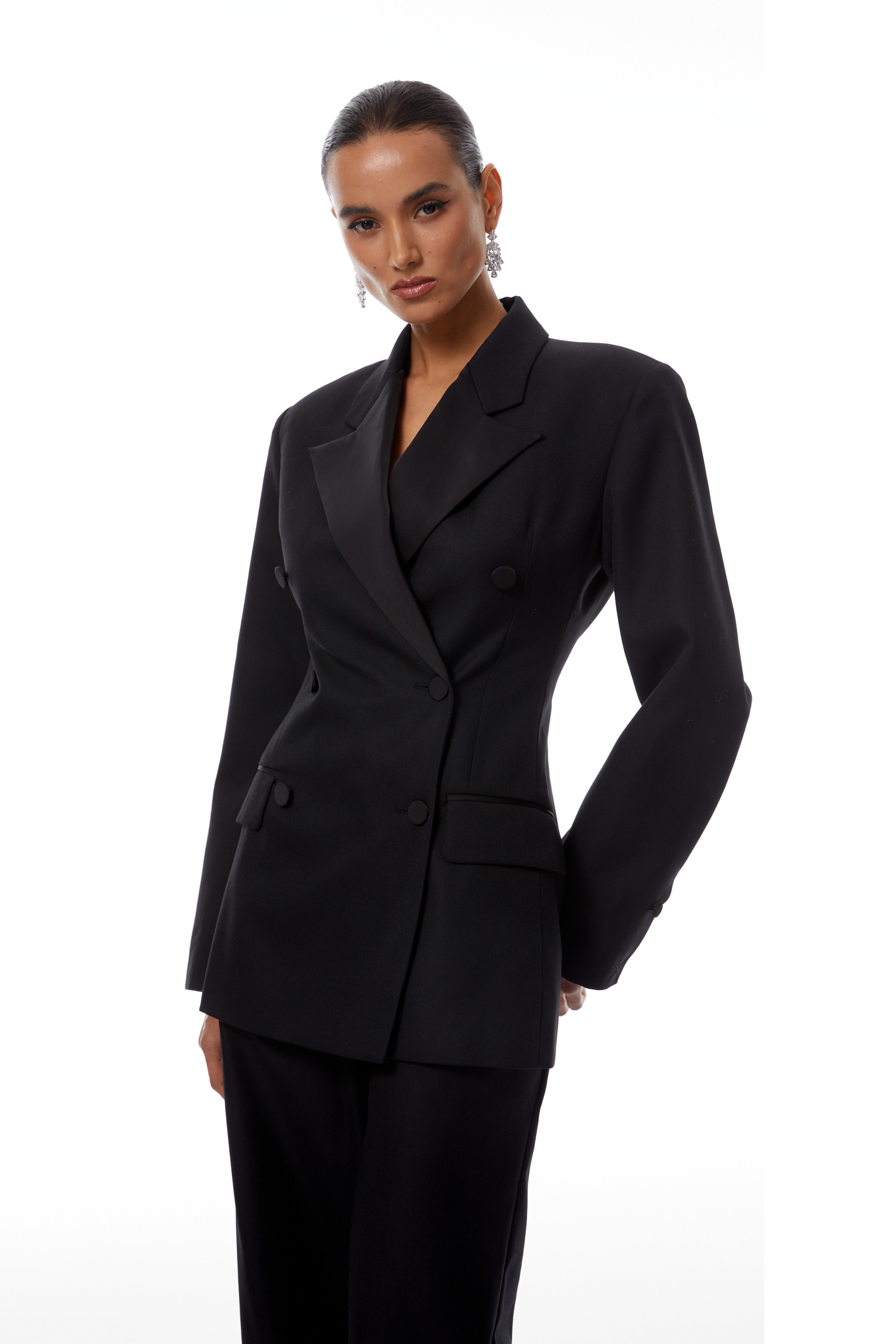 Ensemble blazer et pantalon à taille cintrée Stian Black (Vente définitive)