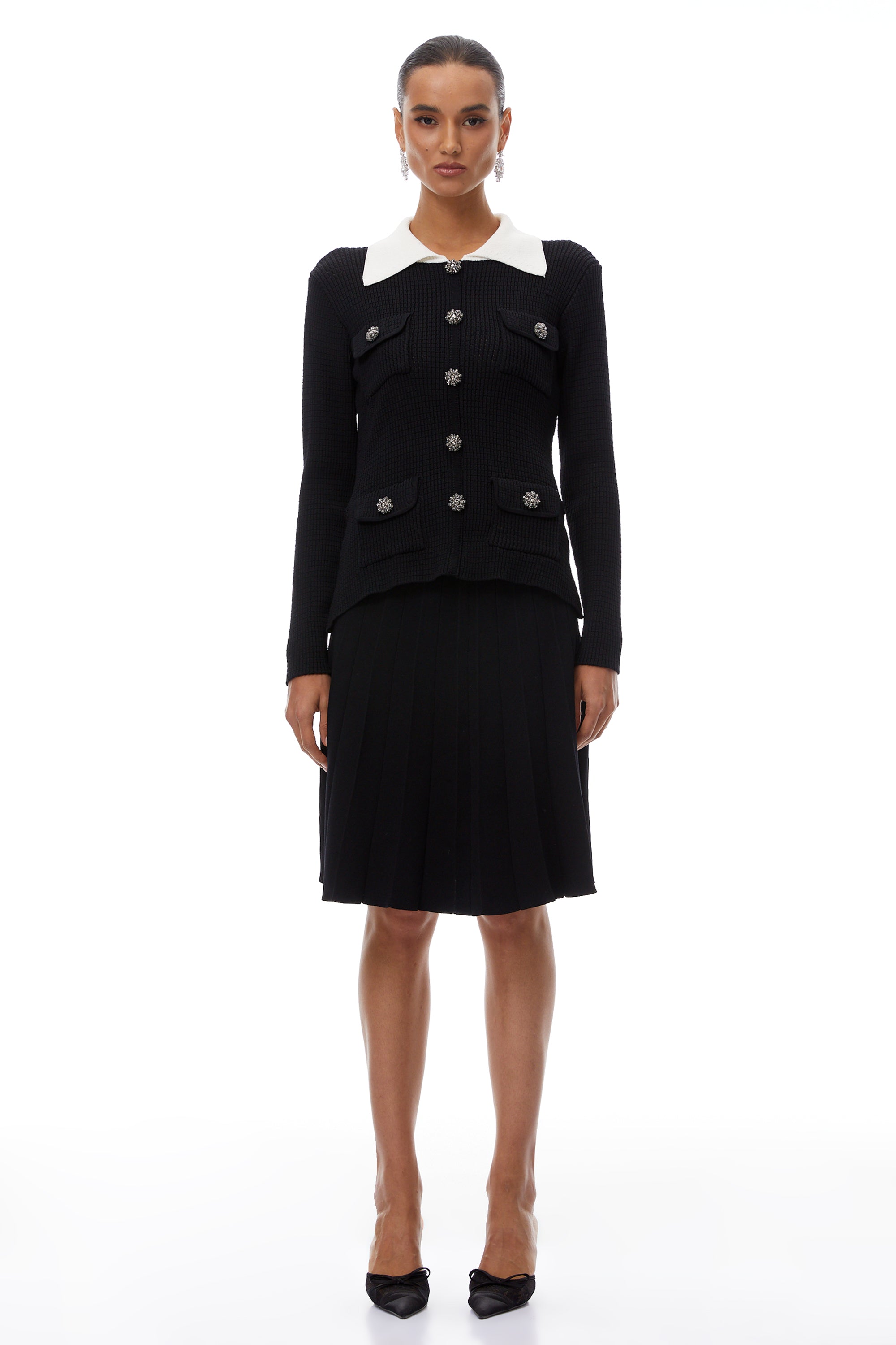 Esmée Black Embellished Knit Mini Dress