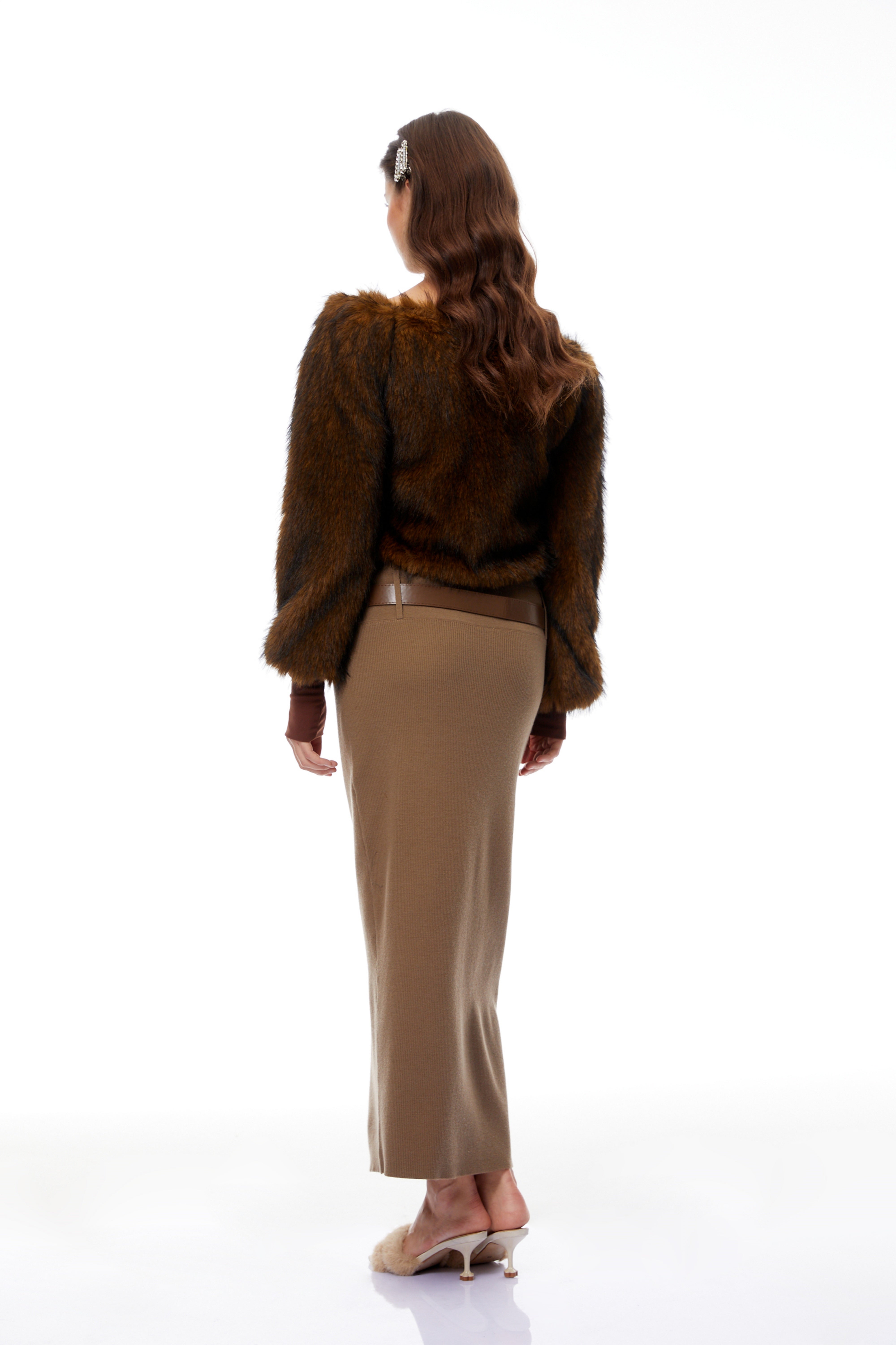 معطف ترنش قصير من Yvaine Khaki كبير الحجم