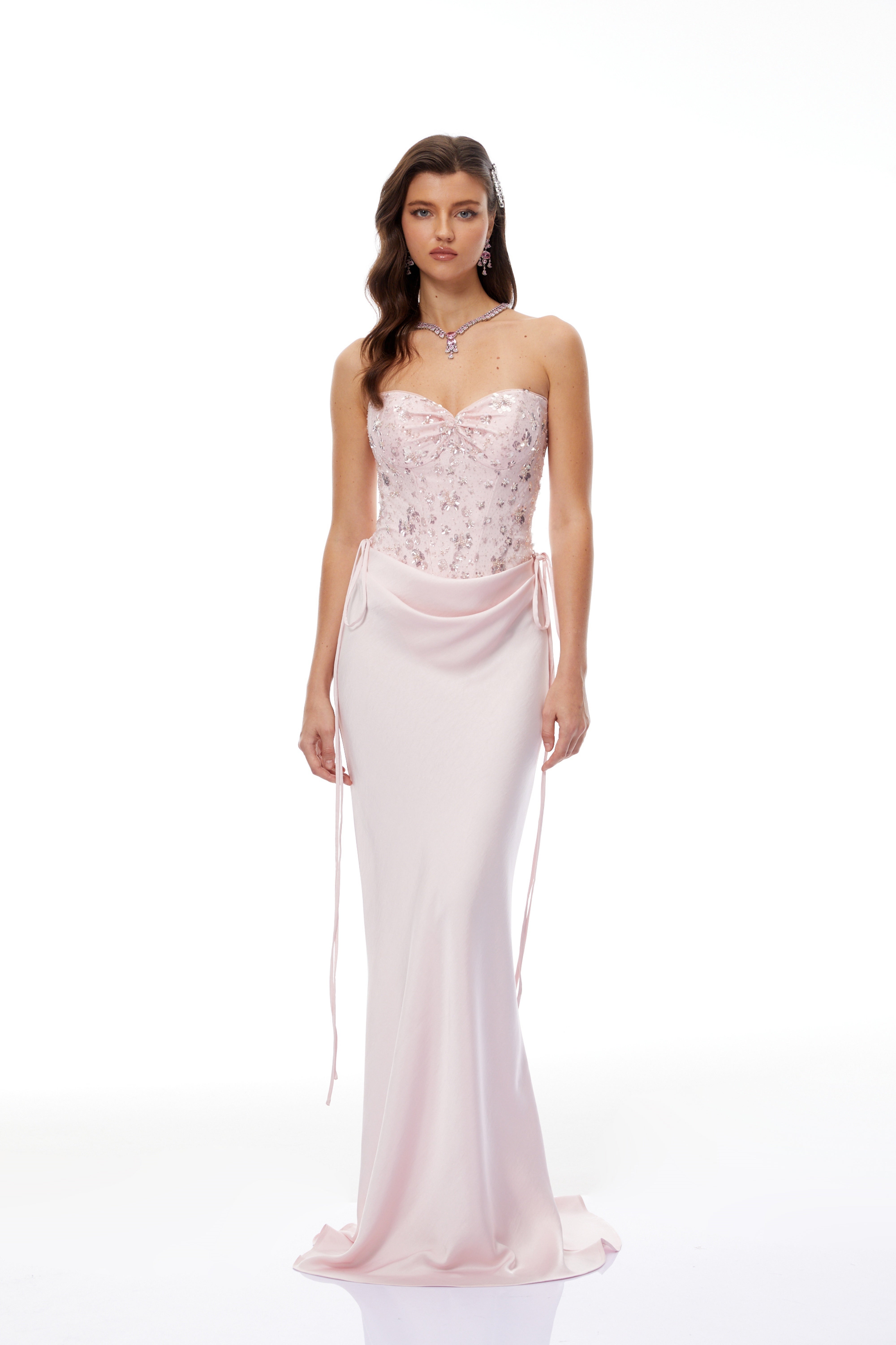 Corseted Bodysuit & Satin Skirt Set