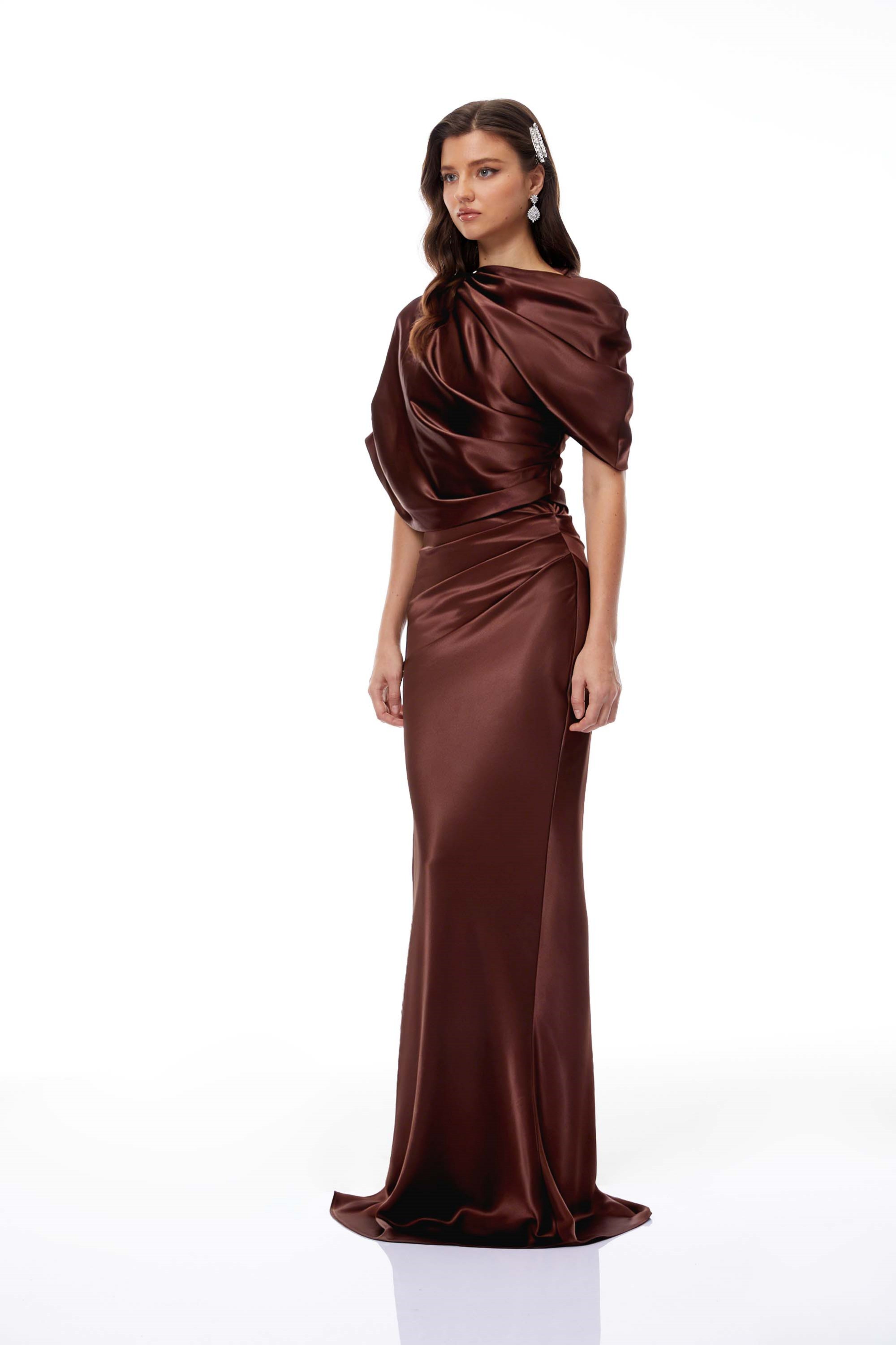 Asymmetrical Satin Gown