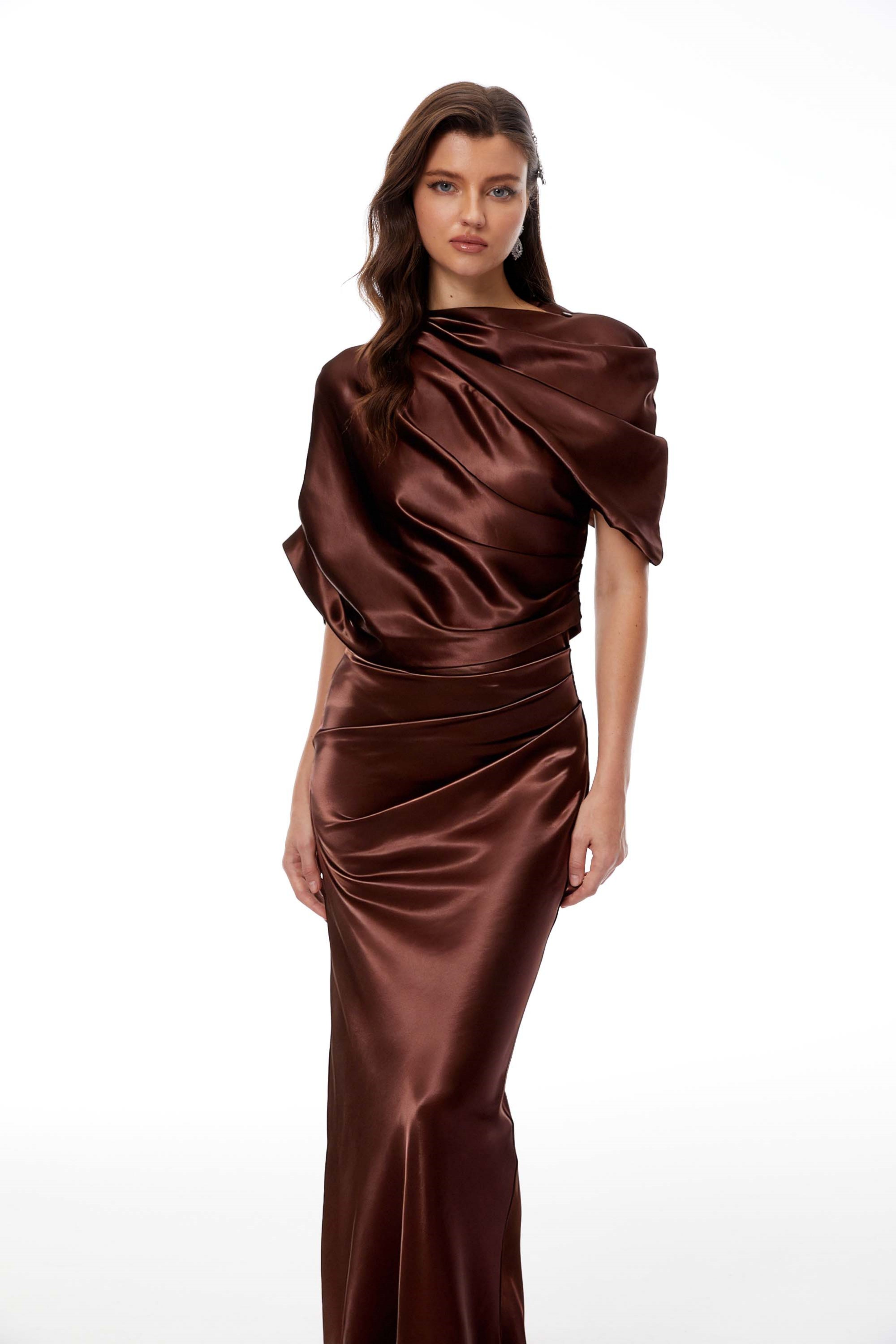 Asymmetrical Satin Gown