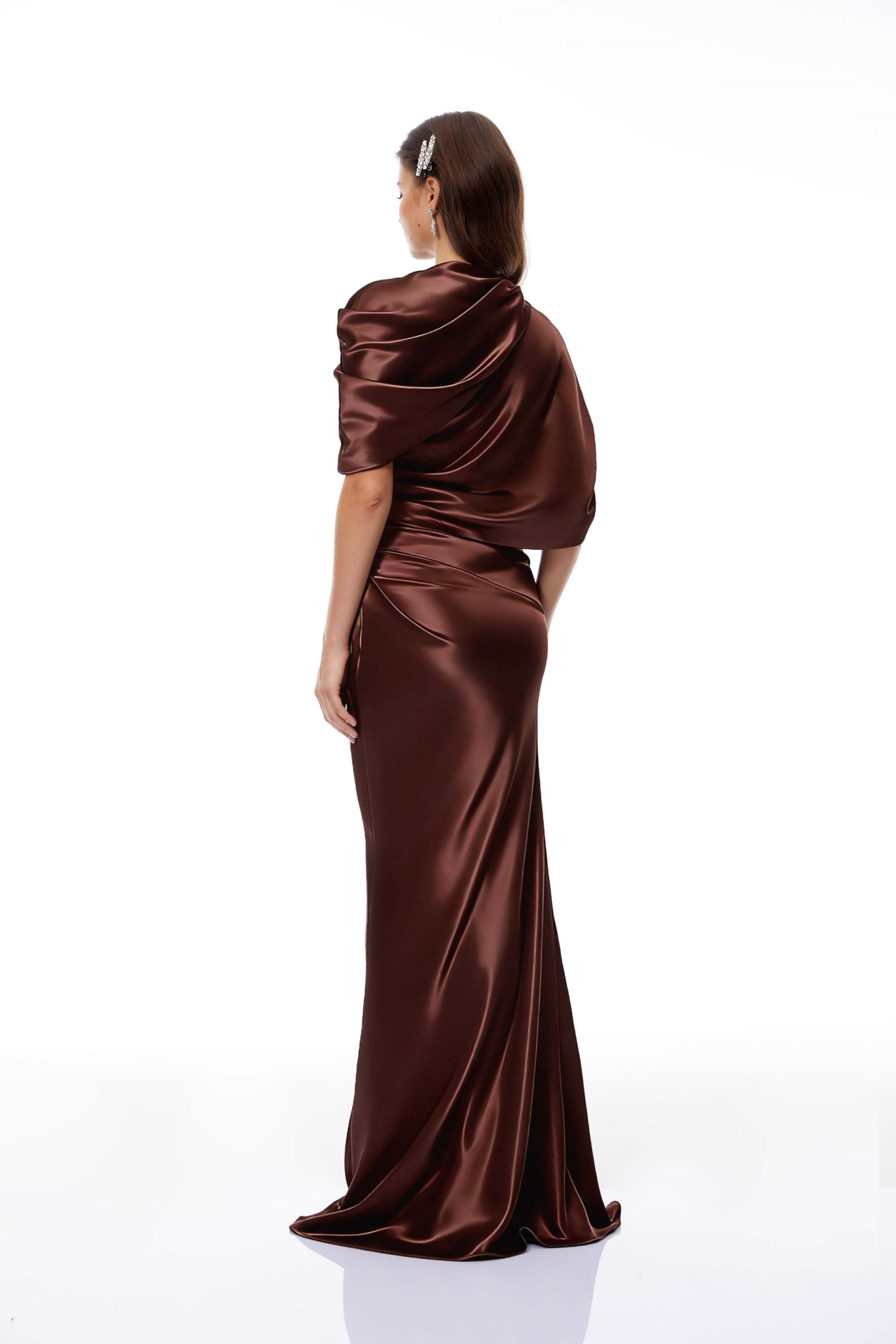 Asymmetrical Satin Gown