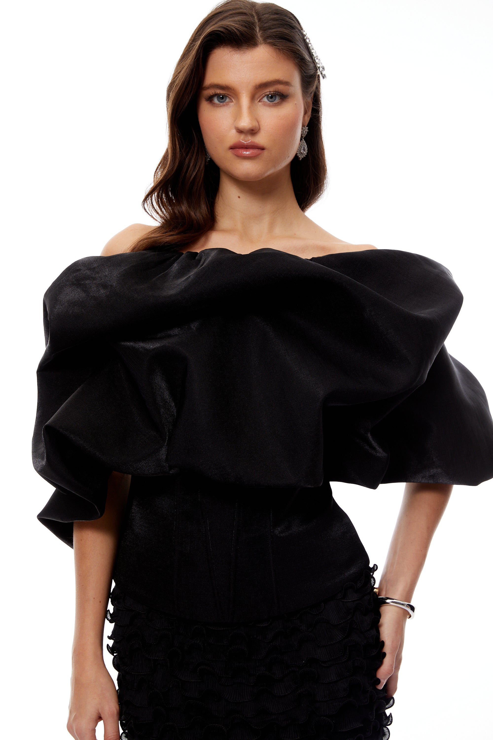 Ondina Black Off Shoulder Bubble Top