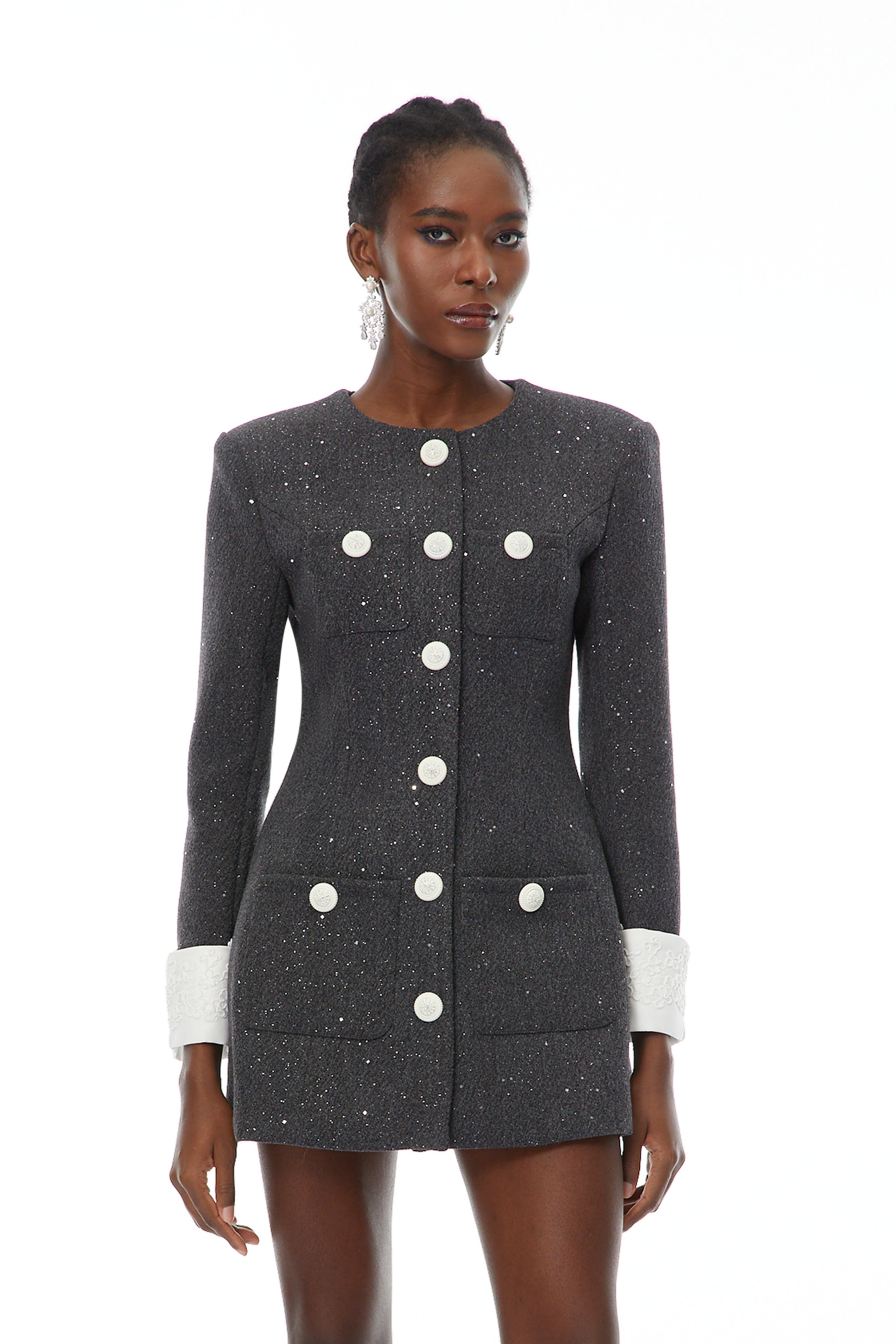 Teresa Grey Seuquined Tweed Mini Blazer Dress